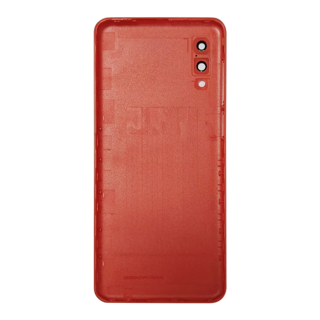 For Samsung Galaxy A02 Battery Back Cover with Camera Lens Frame (Red)
