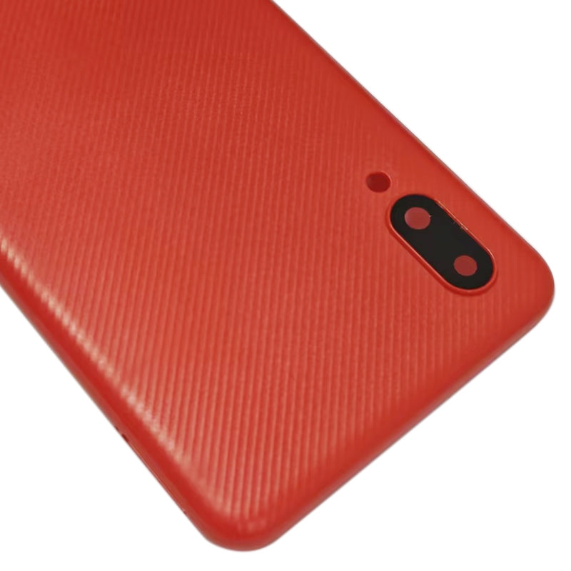 For Samsung Galaxy A02 Battery Back Cover with Camera Lens Frame (Red)