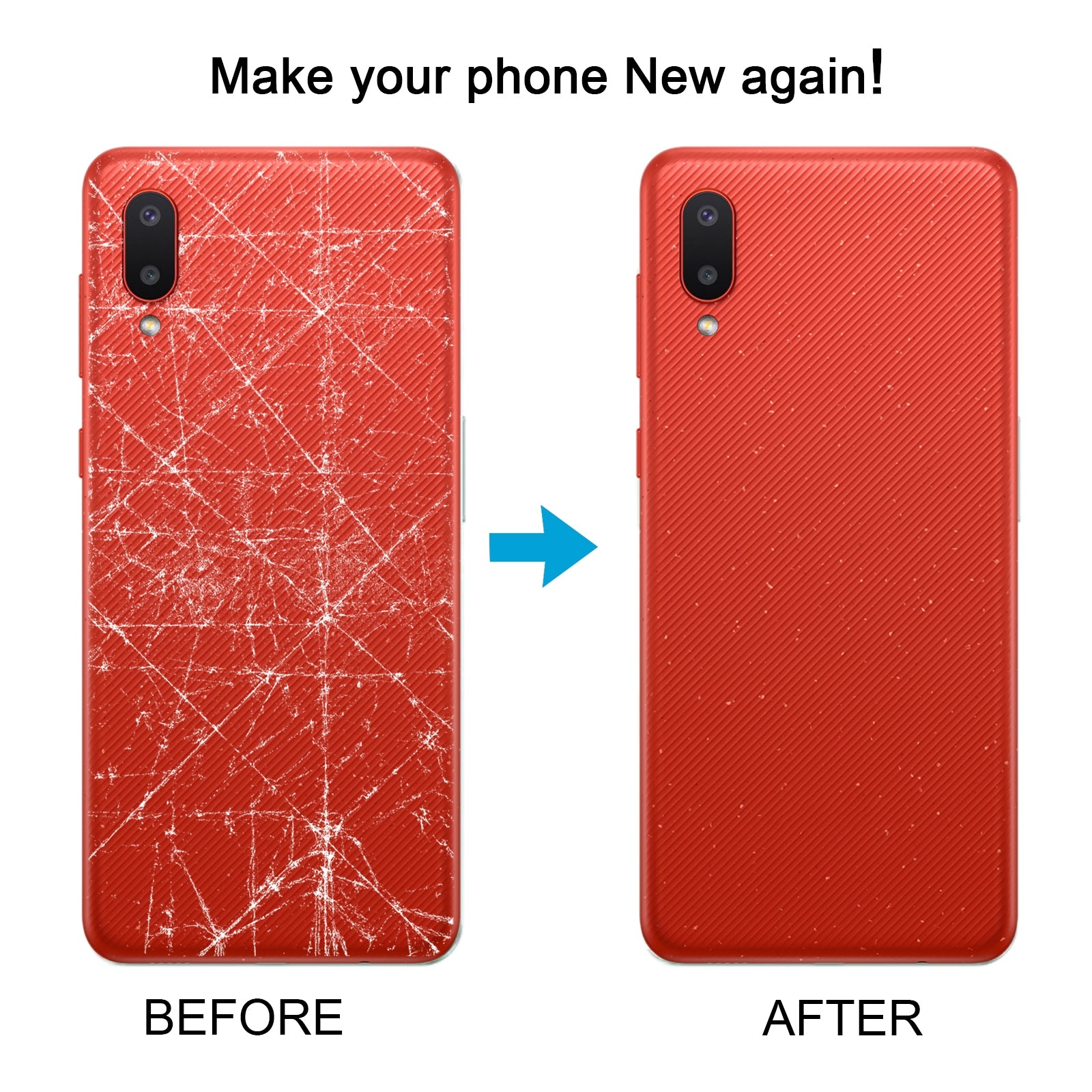 For Samsung Galaxy A02 Battery Back Cover with Camera Lens Frame (Red)