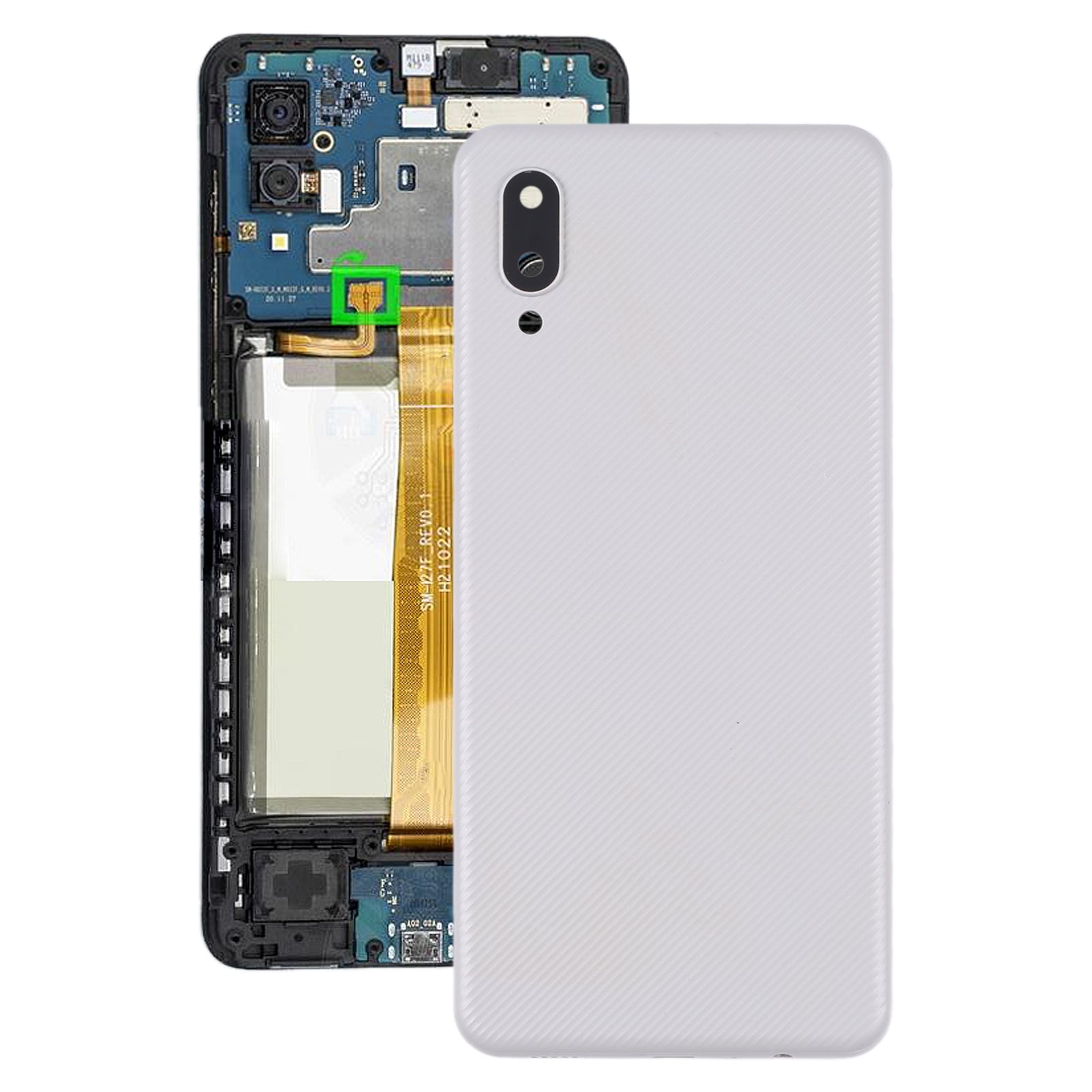For Samsung Galaxy A02 Battery Back Cover with Camera Lens Frame (White)