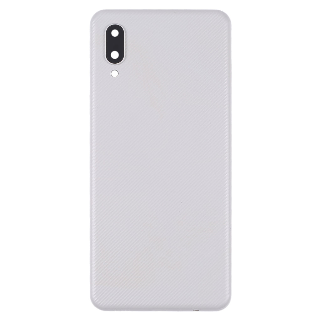 For Samsung Galaxy A02 Battery Back Cover with Camera Lens Frame (White)