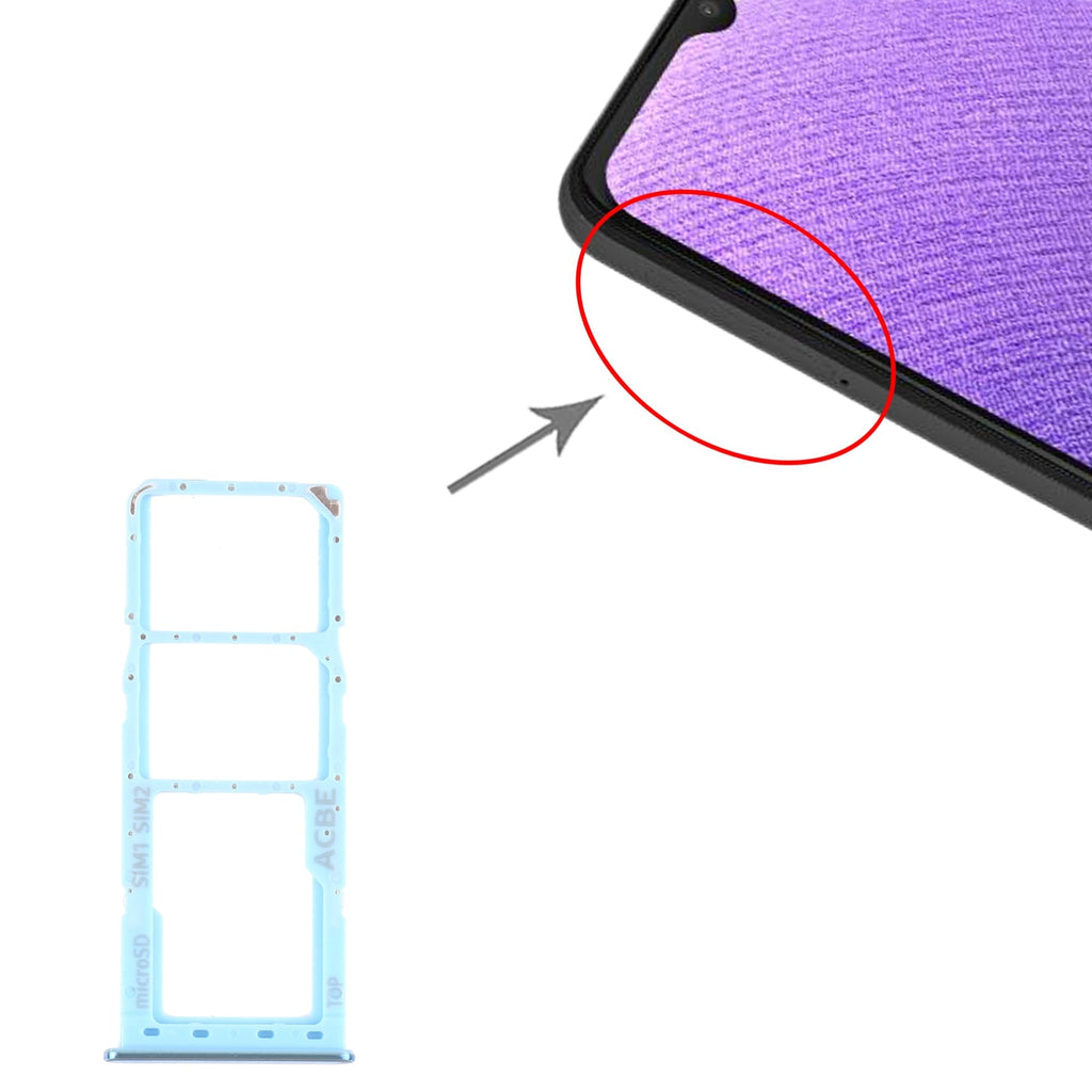 For Samsung Galaxy A32 SM-A325 SIM Card Tray + SIM Card Tray + Micro SD Card Tray (Blue)