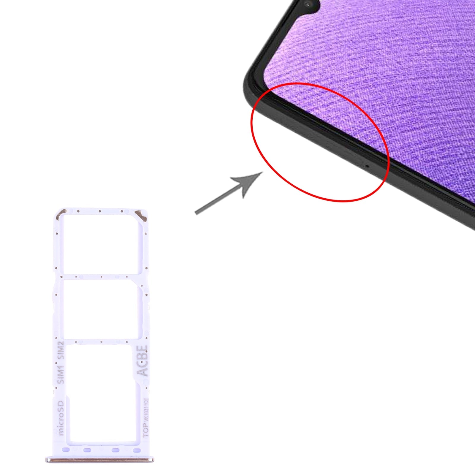 For Samsung Galaxy A32 SM-A325 SIM Card Tray + SIM Card Tray + Micro SD Card Tray (Purple)