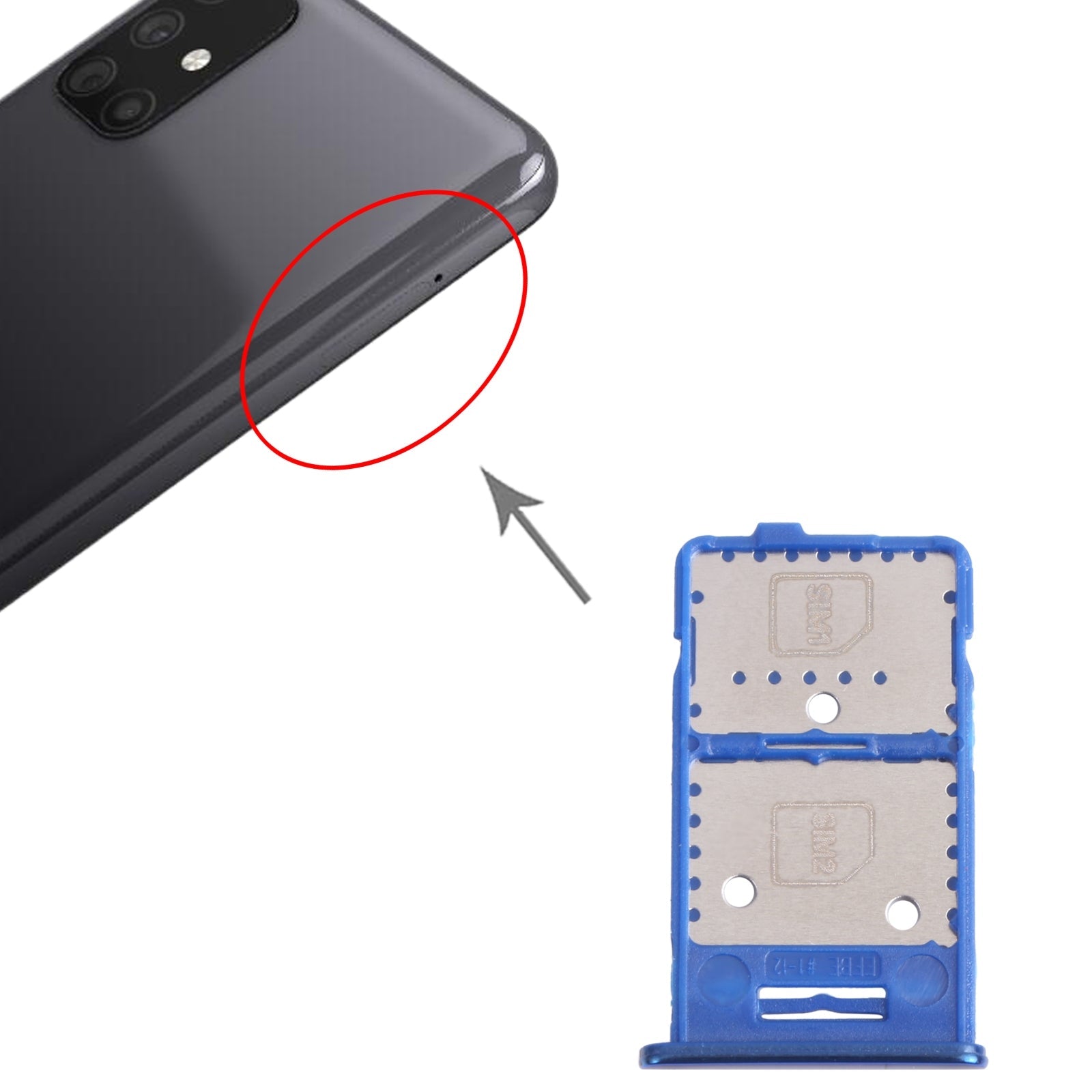 For Samsung Galaxy M31s SM-M317 SIM Card Tray + SIM Card Tray + Micro SD Card Tray (Blue)