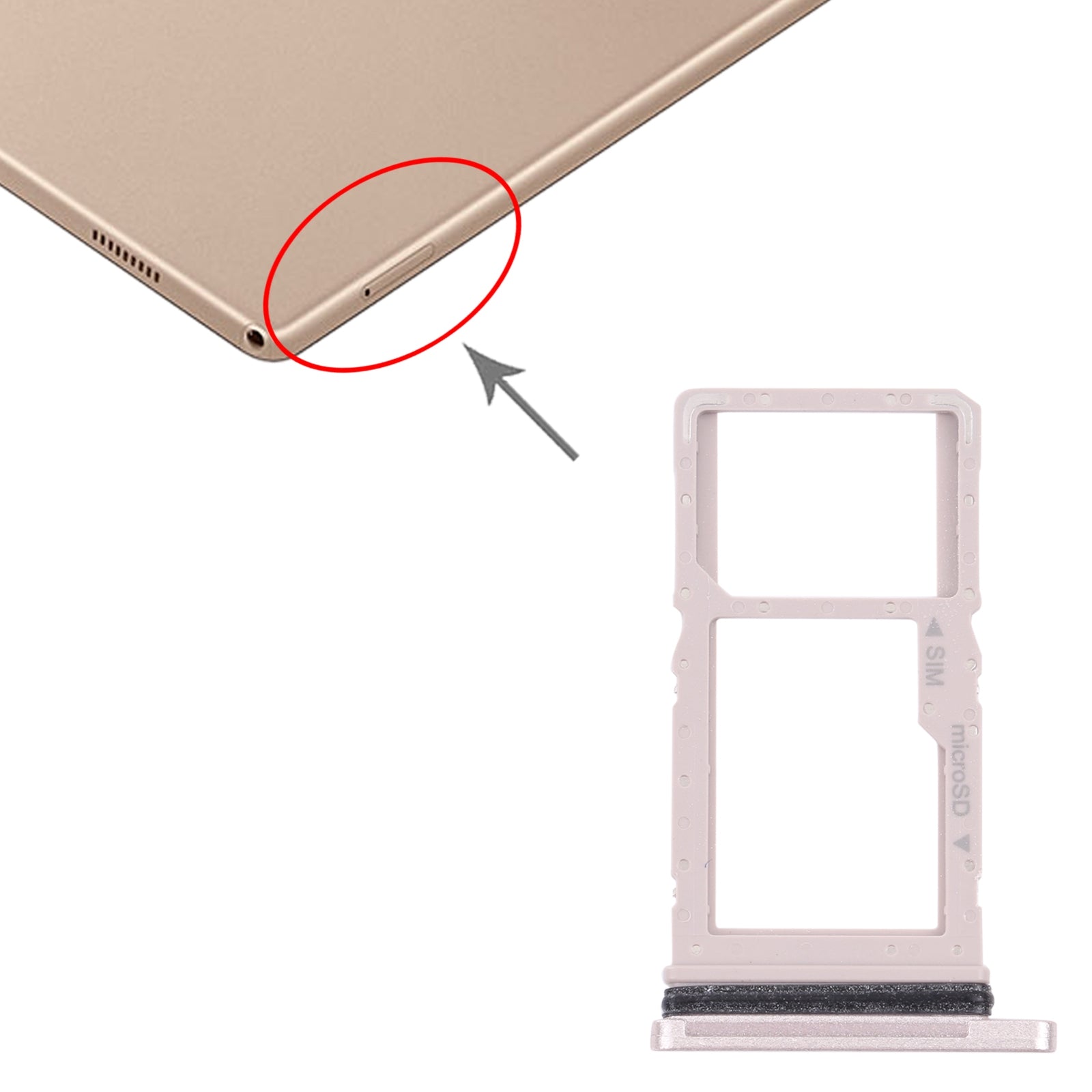 For Samsung Galaxy Tab A7 10.4 (2020) SM-T505 SIM Card Tray + Micro SD Card Tray (Gold)