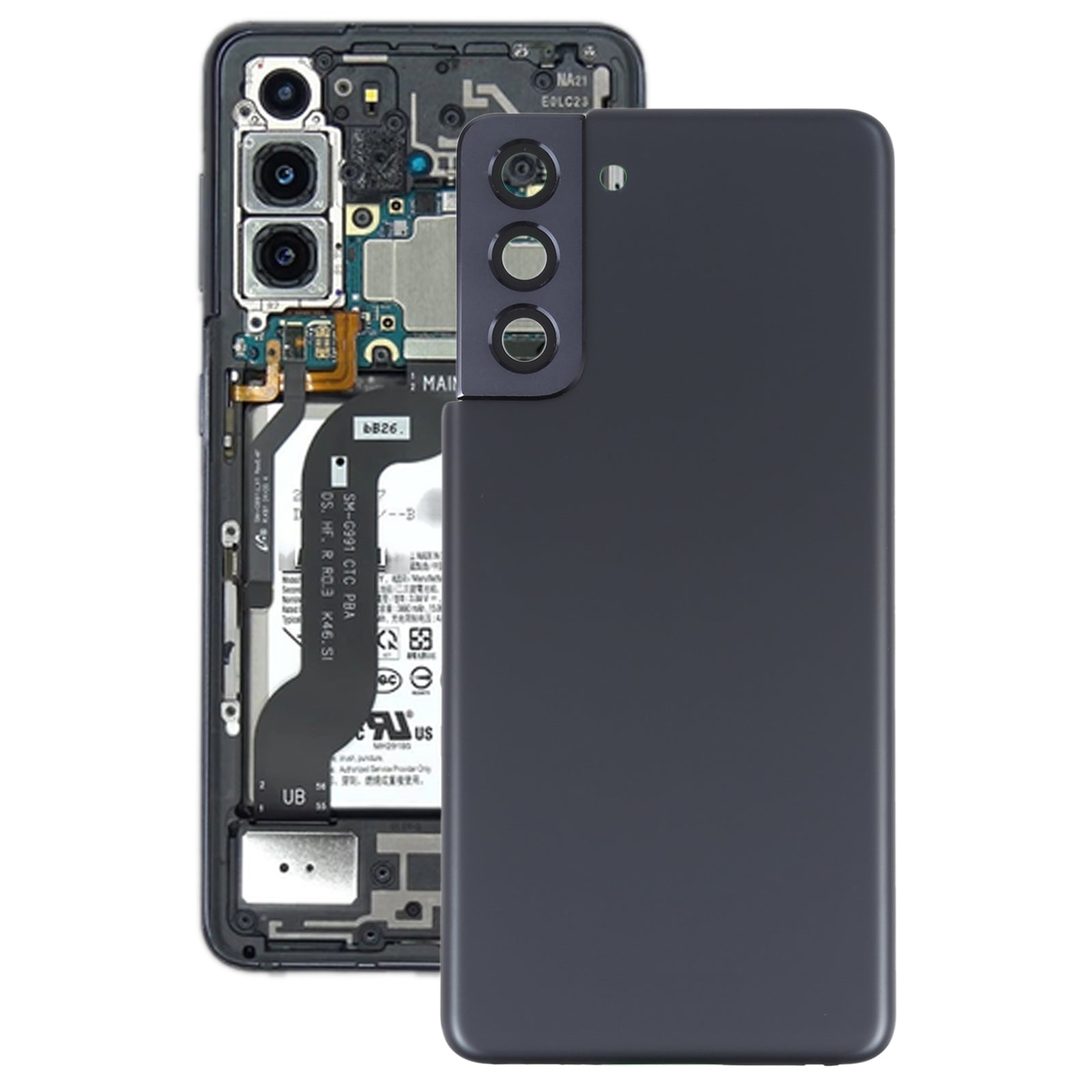 For Samsung Galaxy S21 5G Battery Back Cover with Camera Lens Frame (Black)