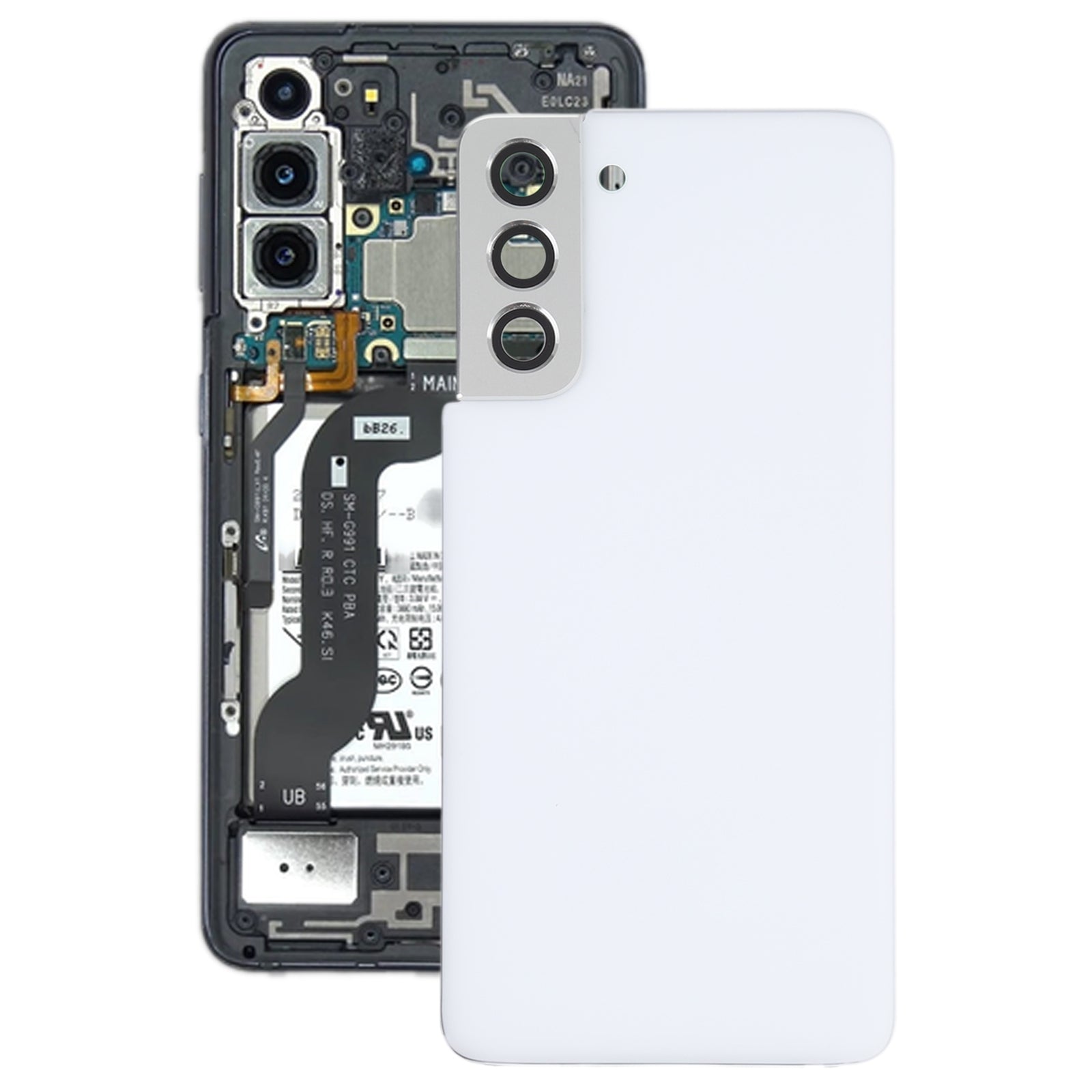 For Samsung Galaxy S21 5G Battery Back Cover with Camera Lens Frame (White)