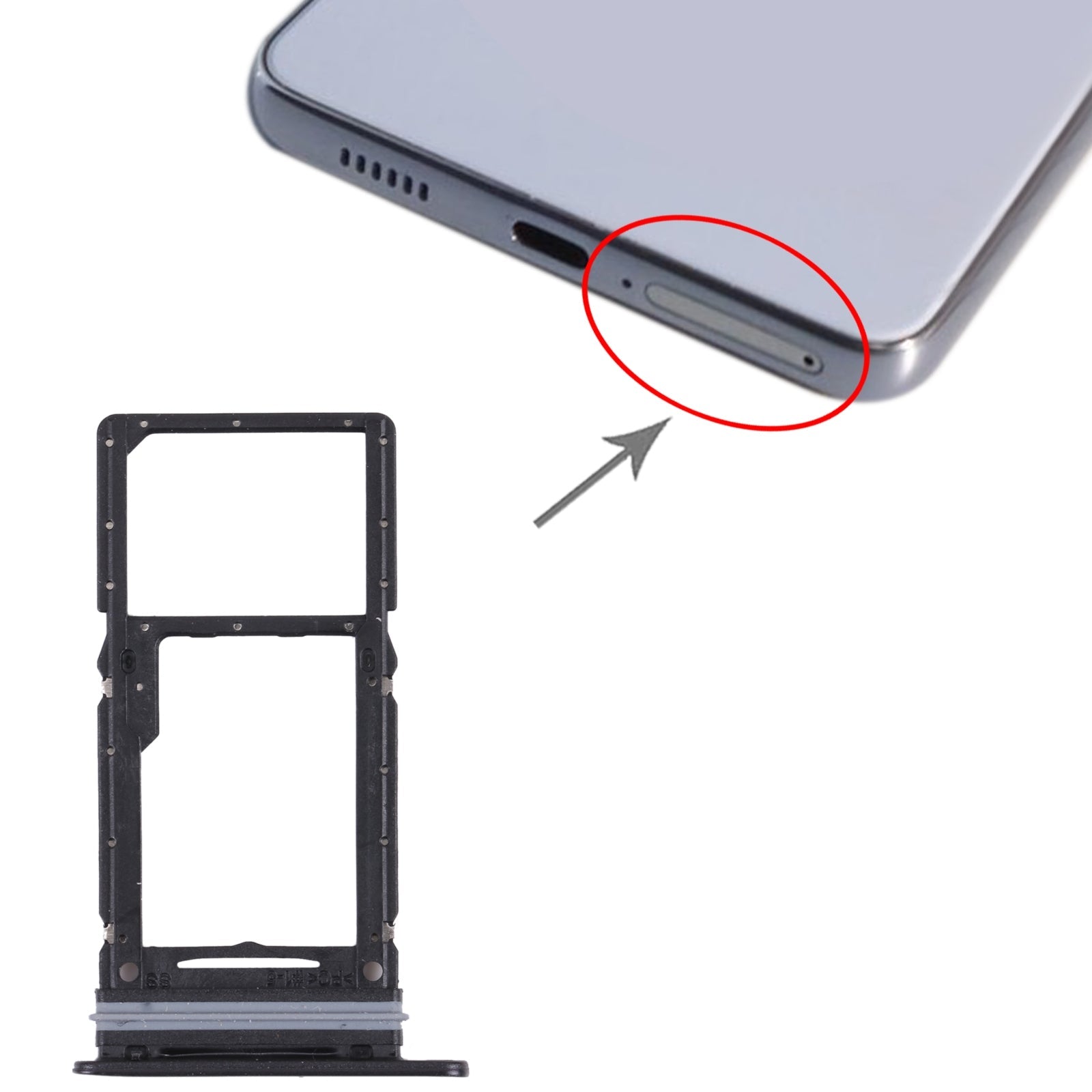 For Samsung Galaxy A33 5G SM-A336B Original SIM Card Tray + SIM Card Tray / Micro SD card tray (Black)