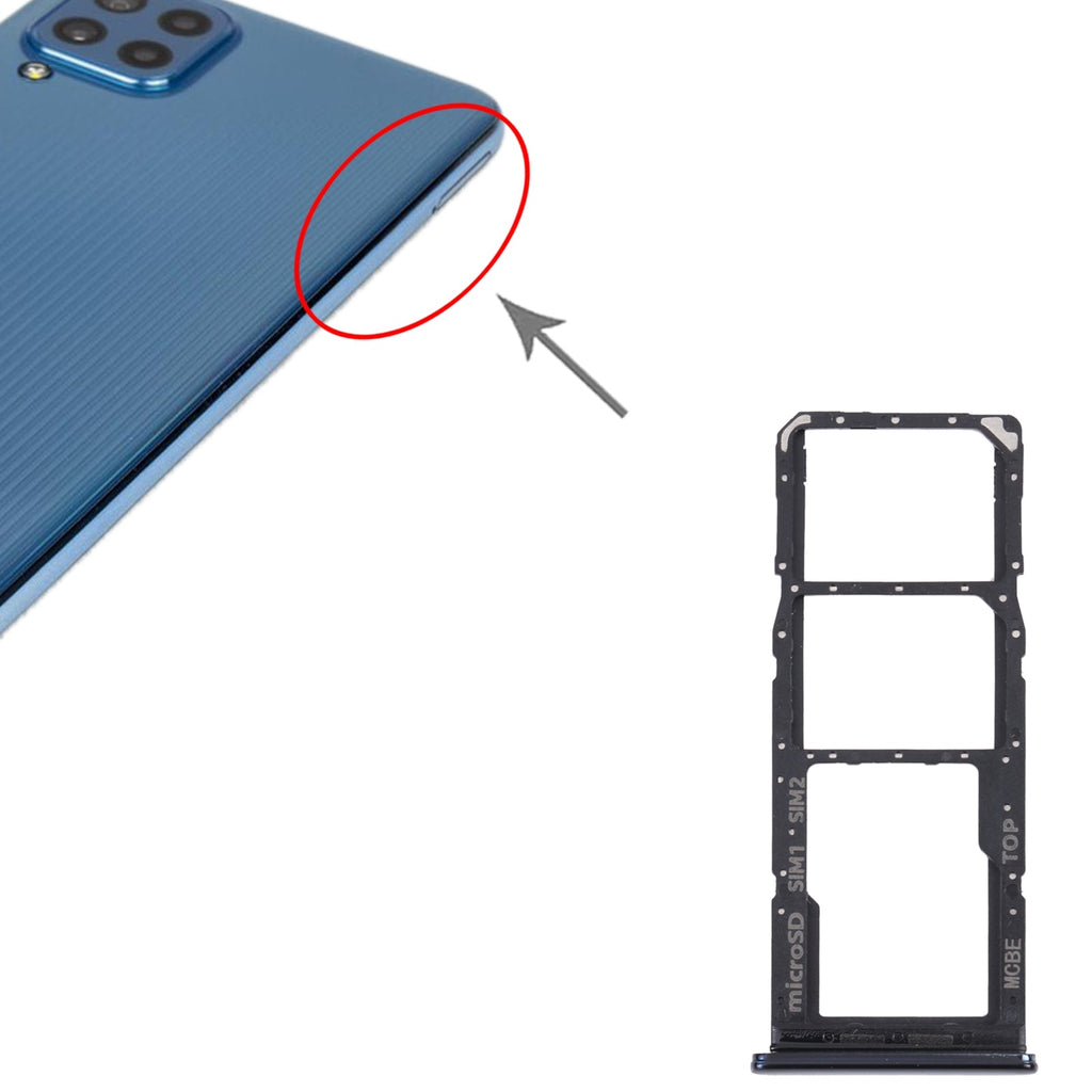 For Samsung Galaxy M32 5G SM-M326B Original SIM Card Tray + SIM Card Tray + Micro SD card tray (Black)