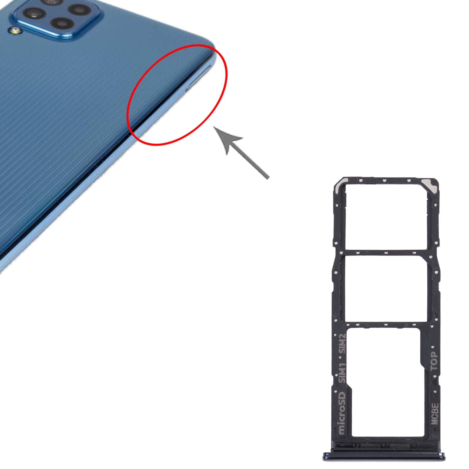 For Samsung Galaxy M32 5G SM-M326B Original SIM Card Tray + SIM Card Tray + Micro SD card tray (Black)