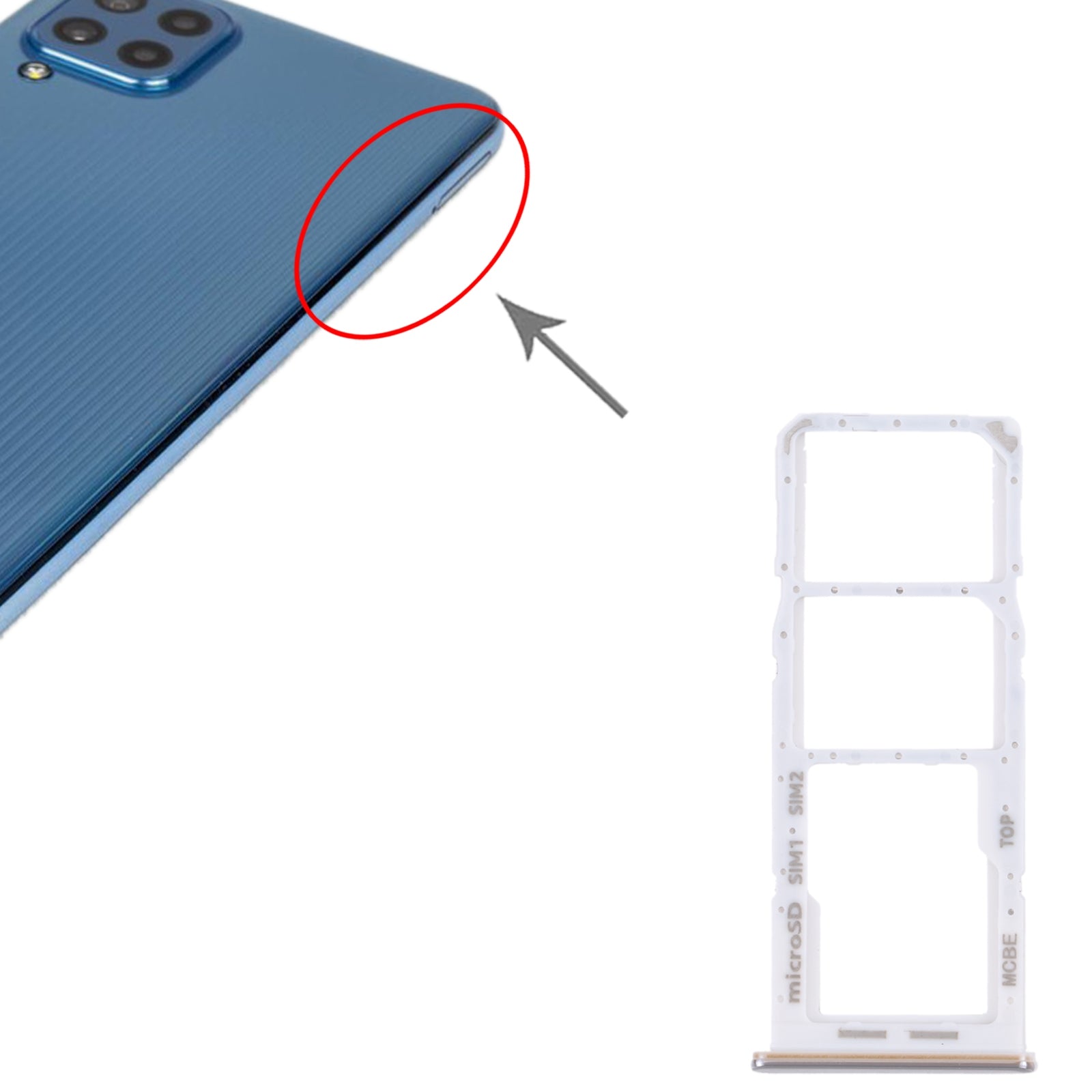 For Samsung Galaxy M32 5G SM-M326B Original SIM Card Tray + SIM Card Tray + Micro SD card tray (White)