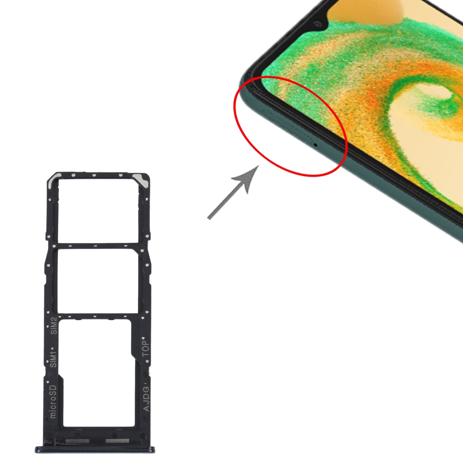 For Samsung Galaxy A04s SM-A047F Original SIM Card Tray + SIM Card Tray + Micro SD Card Tray (Black)