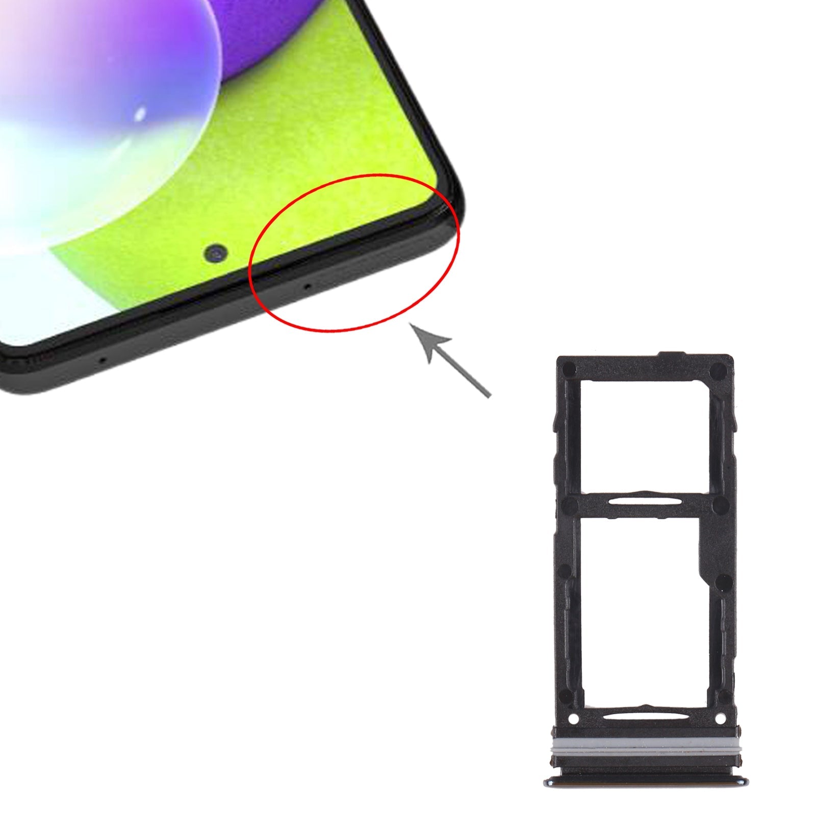 For Samsung Galaxy A72 SM-A725 SIM Card Tray + SIM Card Tray / Micro SD Card Tray (Black)