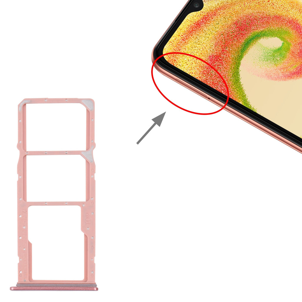For Samsung Galaxy A04 Core SM-A042F Original SIM Card Tray + SIM Card Tray + Micro SD card tray(Rose Gold)
