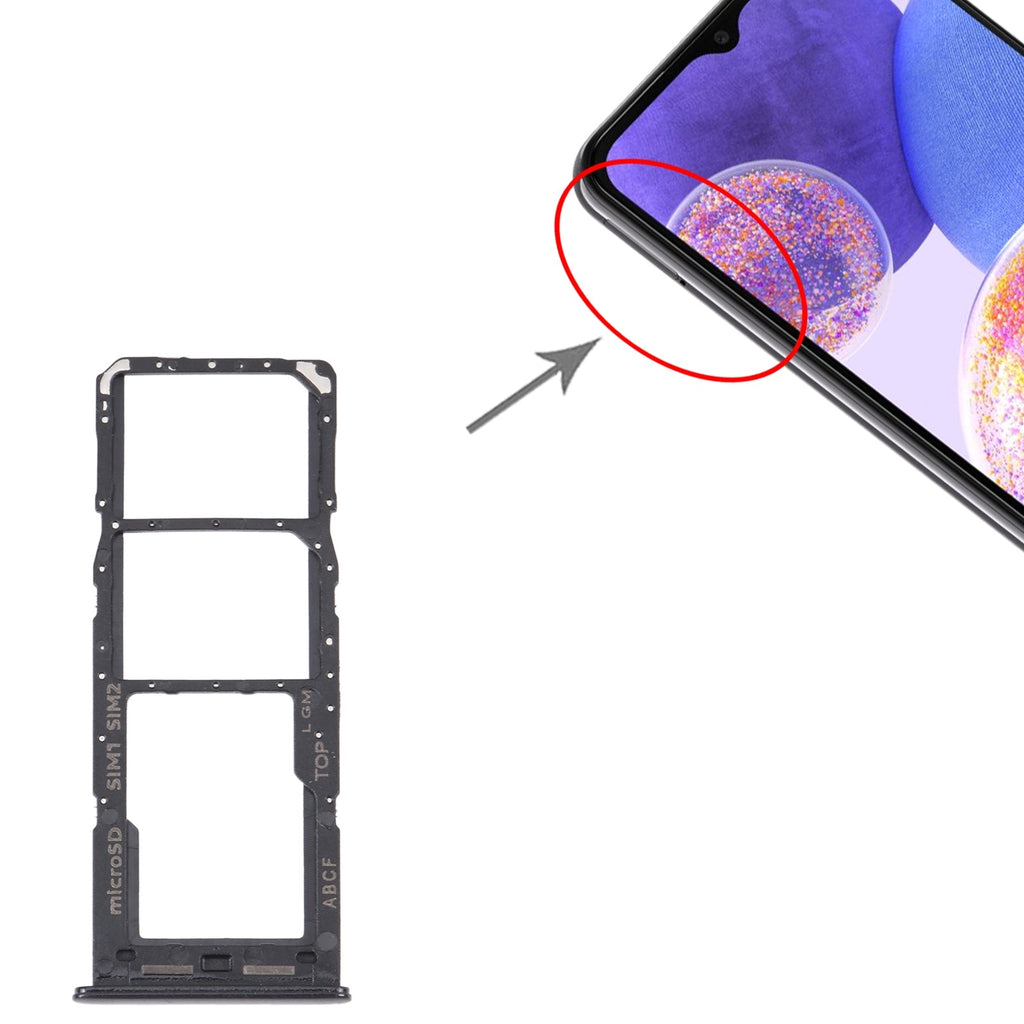 For Samsung Galaxy A23 5G SM-A236B Original SIM Card Tray + SIM Card Tray + Micro SD card tray (Black)