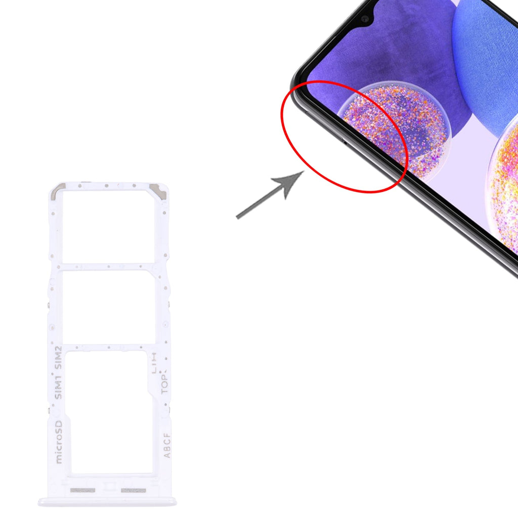 For Samsung Galaxy A23 5G SM-A236B Original SIM Card Tray + SIM Card Tray + Micro SD card tray (White)