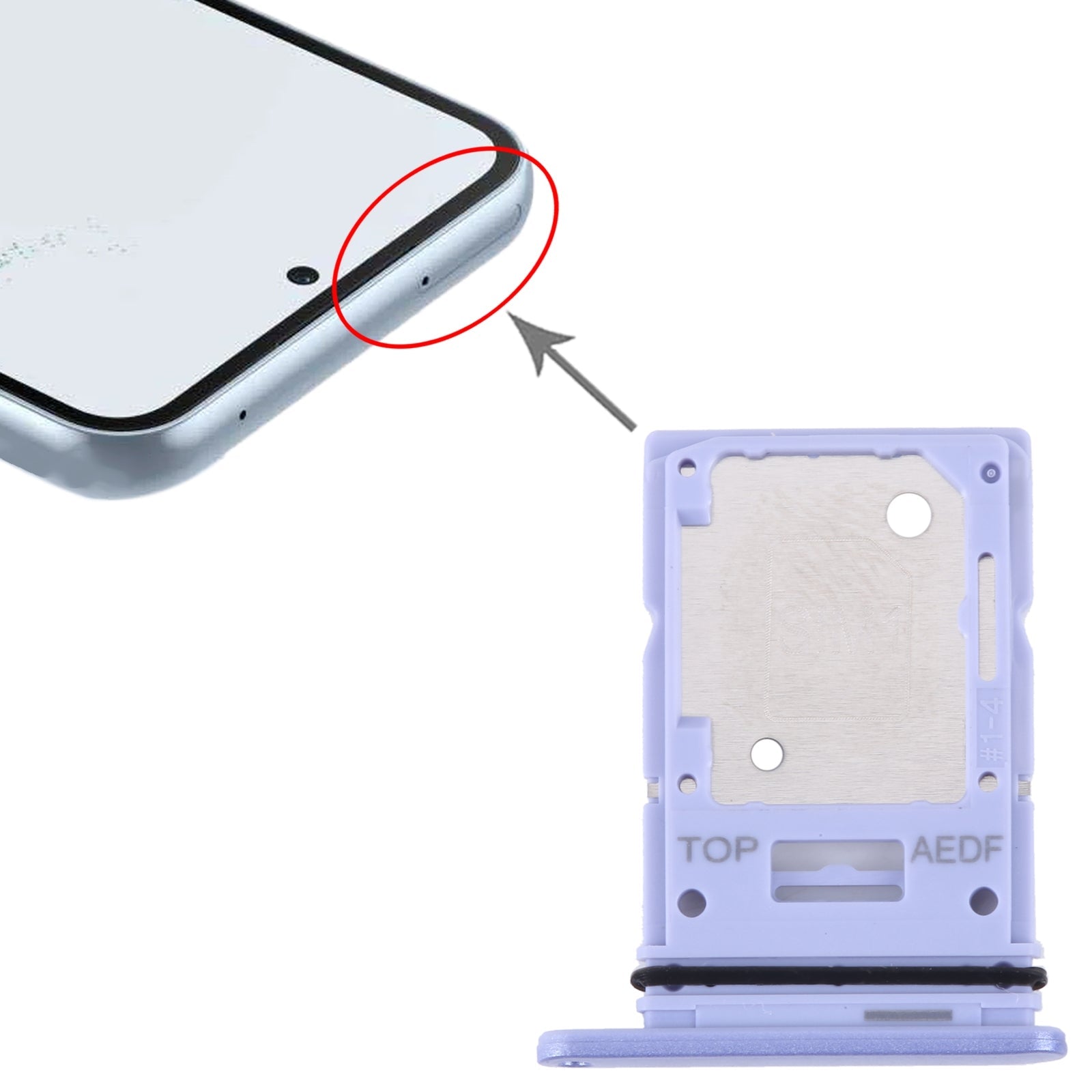 For Samsung Galaxy A54 SM-A546 Original SIM Card Tray + Micro SD Card Tray (Purple)