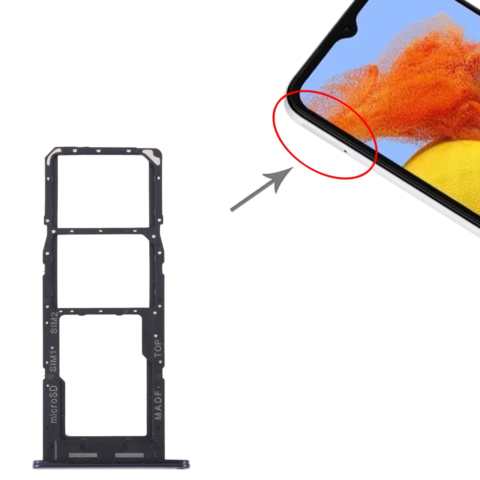 For Samsung Galaxy M14 SM-M146B Original SIM Card Tray + SIM Card Tray + Micro SD Card Tray (Dark Blue)