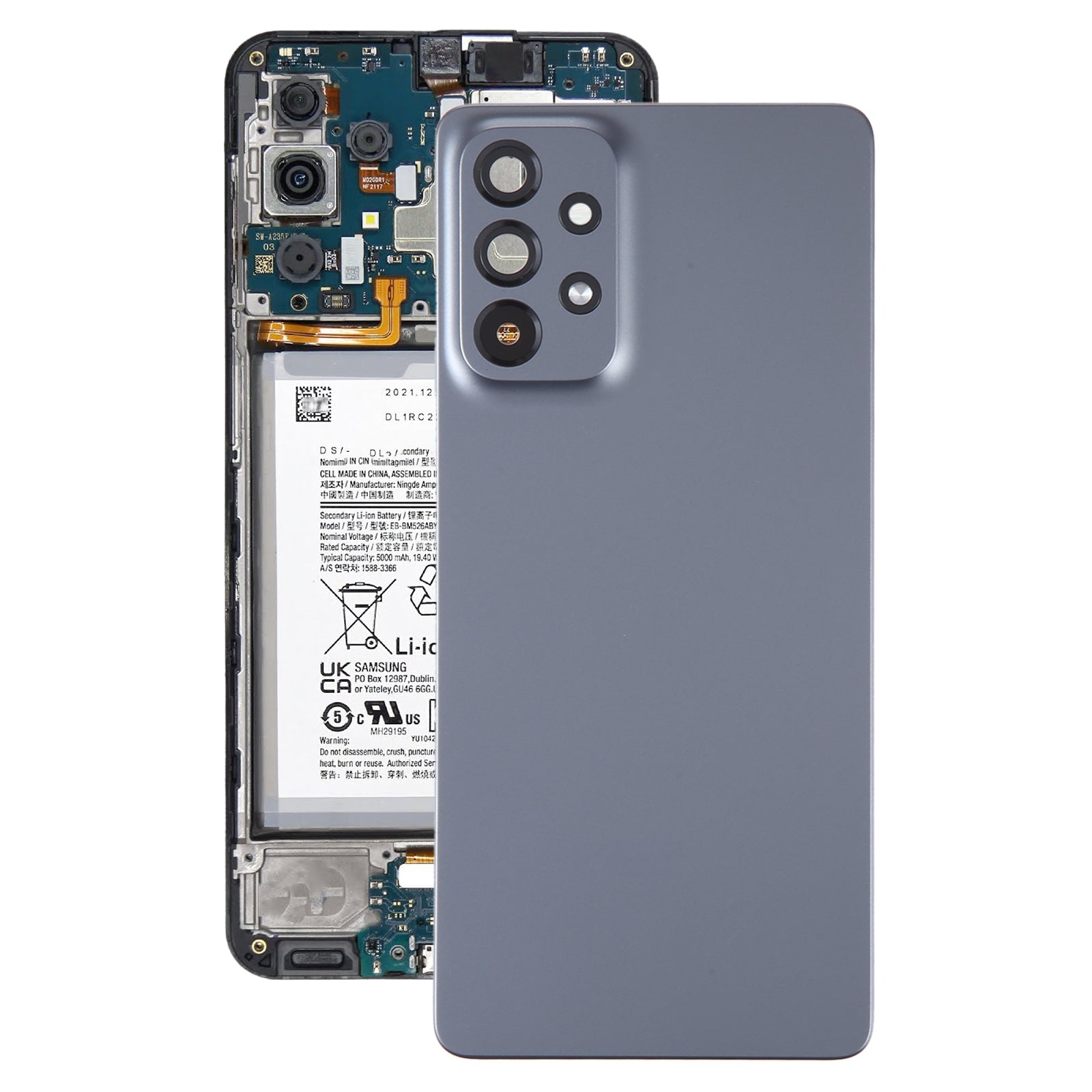 For Samsung Galaxy A73 5G SM-A736B Original Battery Back Cover with Camera Lens Frame(Black)