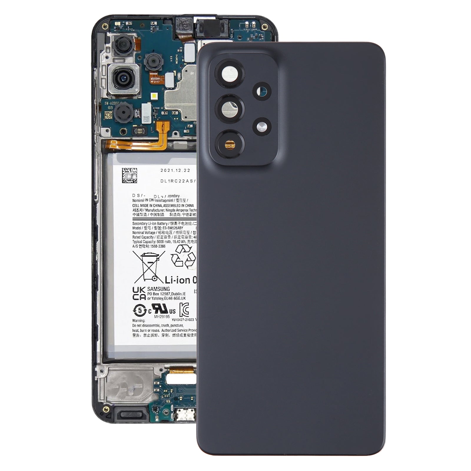 For Samsung Galaxy A33 5G SM-A336B Original Battery Back Cover with Camera Lens Frame(Black)