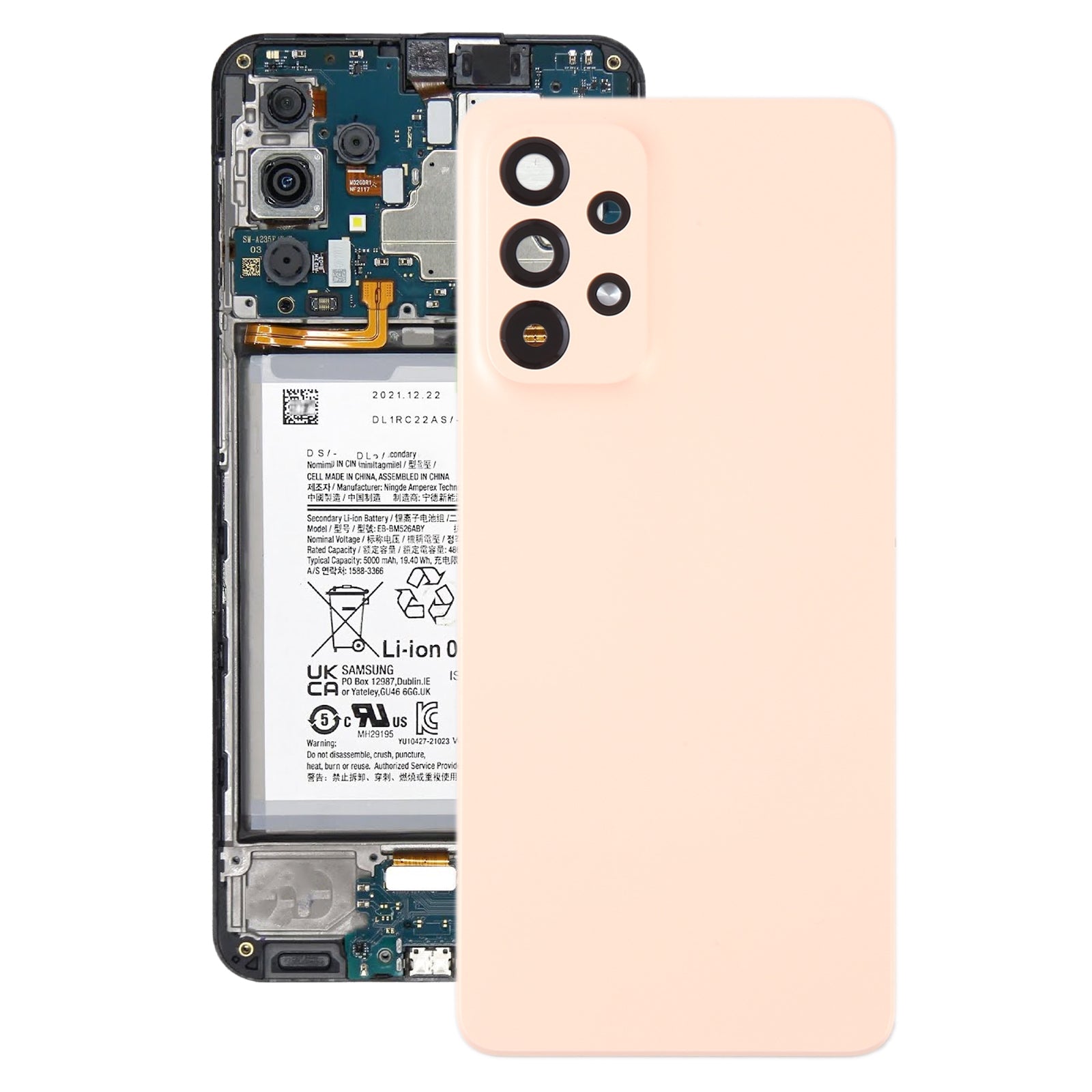 For Samsung Galaxy A33 5G SM-A336B Original Battery Back Cover with Camera Lens Frame(Pink)
