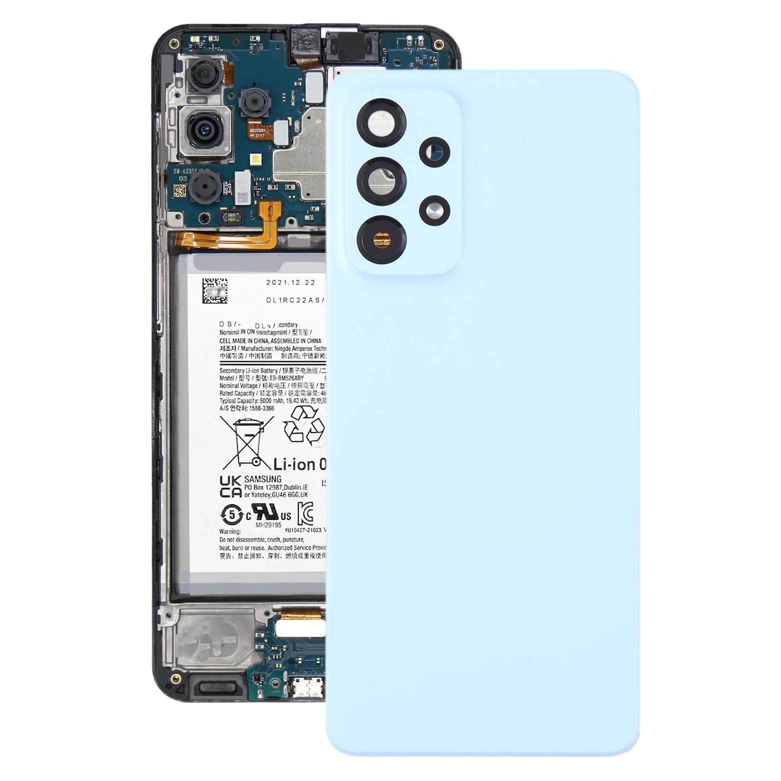 For Samsung Galaxy A33 5G SM-A336B Original Battery Back Cover with Camera Lens Frame(Blue)