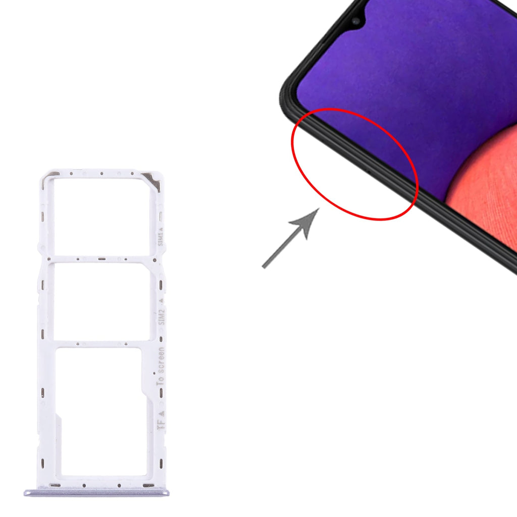 For Samsung Galaxy A22 5G SM-A226B Original SIM Card Tray + SIM Card Tray + Micro SD Card Tray (Purple)