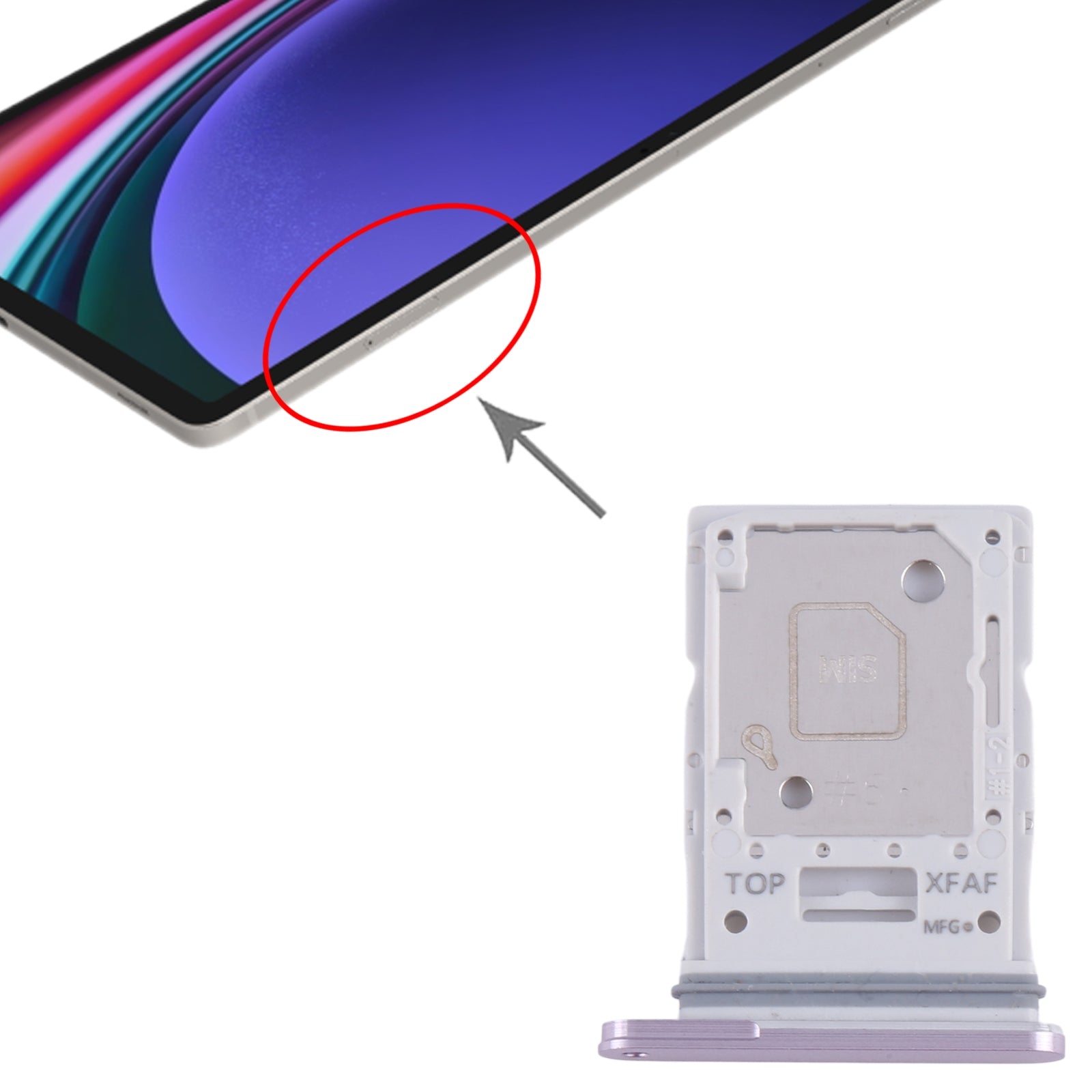 Original SIM + Micro SD Card Tray for Samsung Galaxy Tab S9+ (Purple)