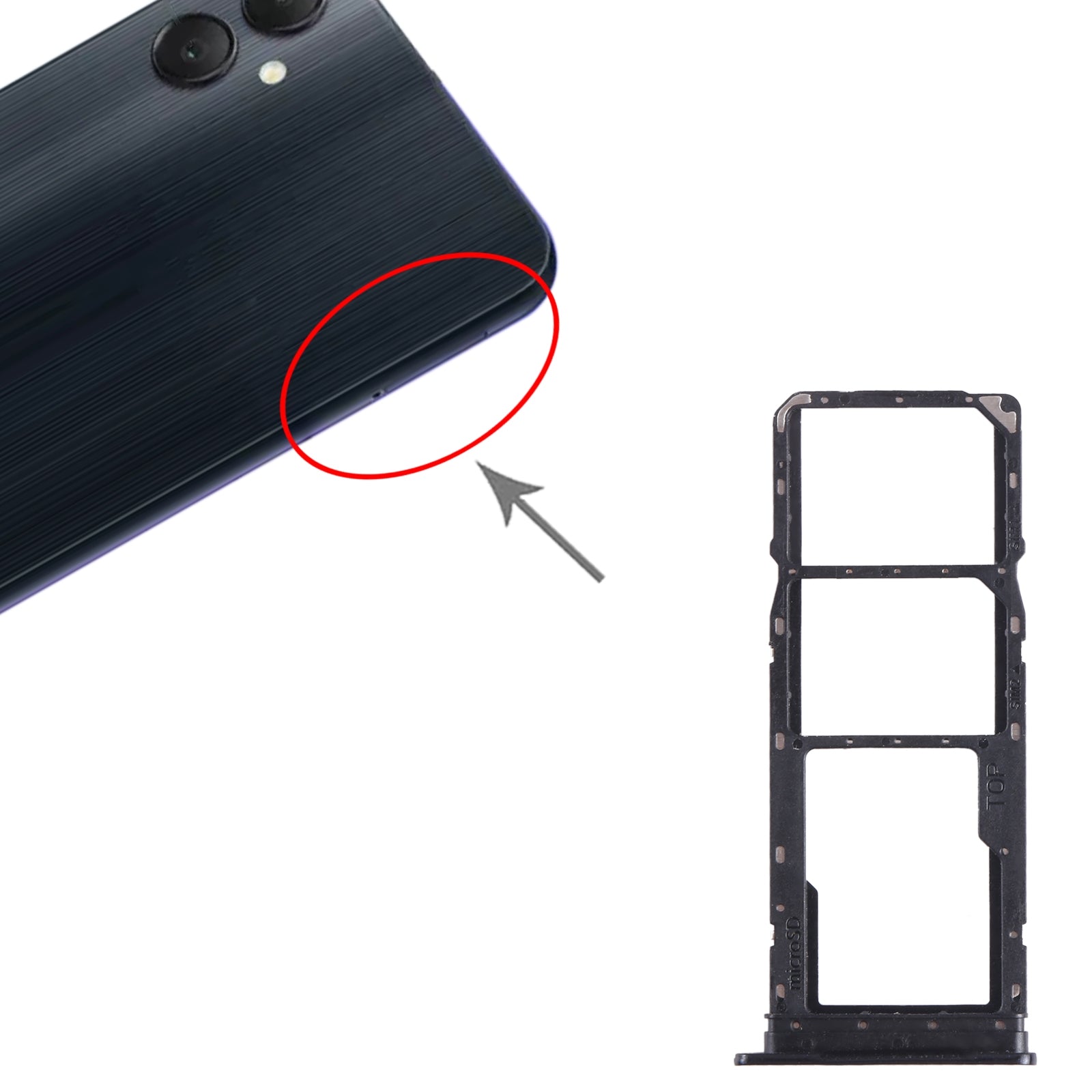 For Samsung Galaxy A05 SM-A055 Original SIM + SIM Card Tray + Micro SD Card Tray (Black)