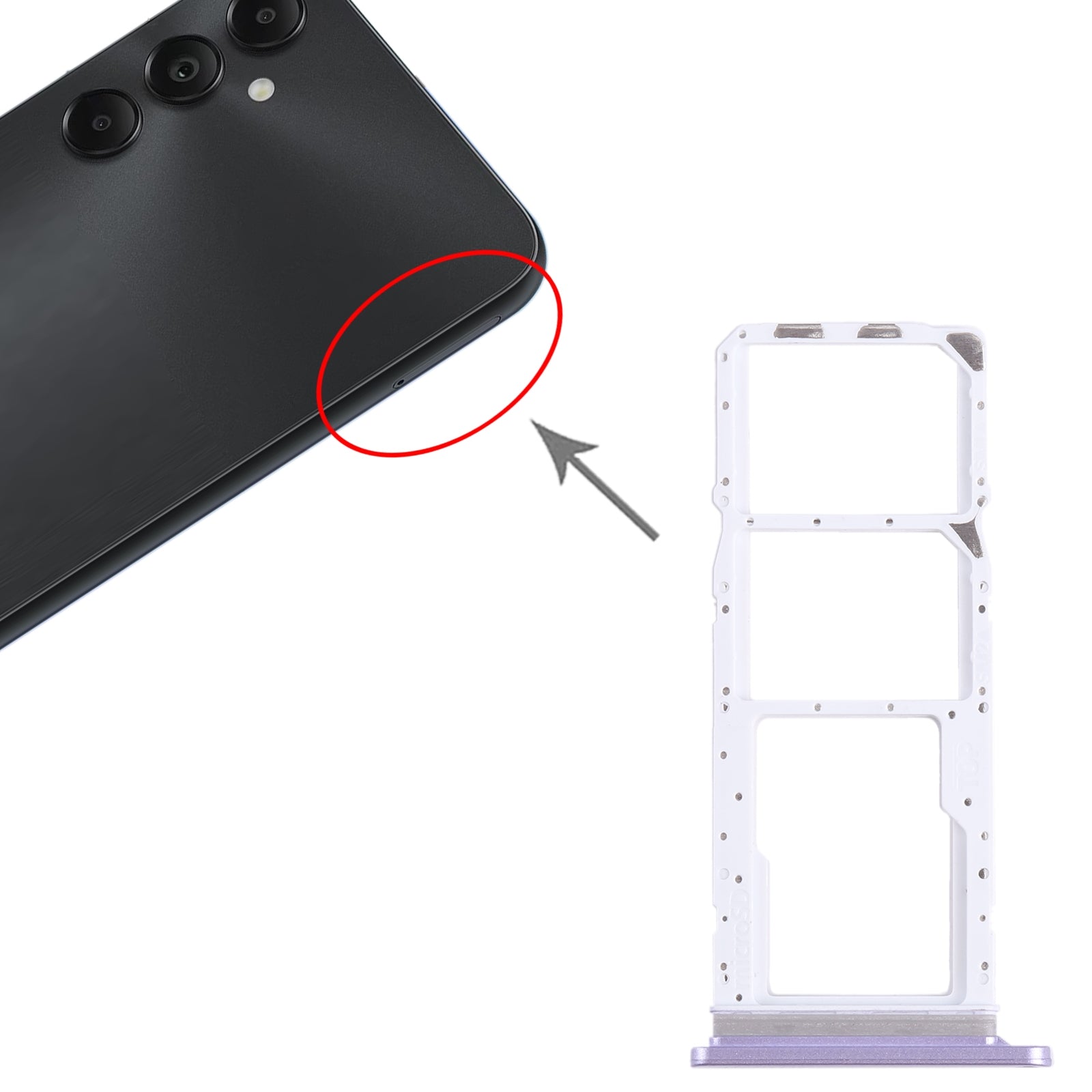 For Samsung Galaxy A05s SM-A057 Original SIM + SIM Card Tray + Micro SD Card Tray (Purple)