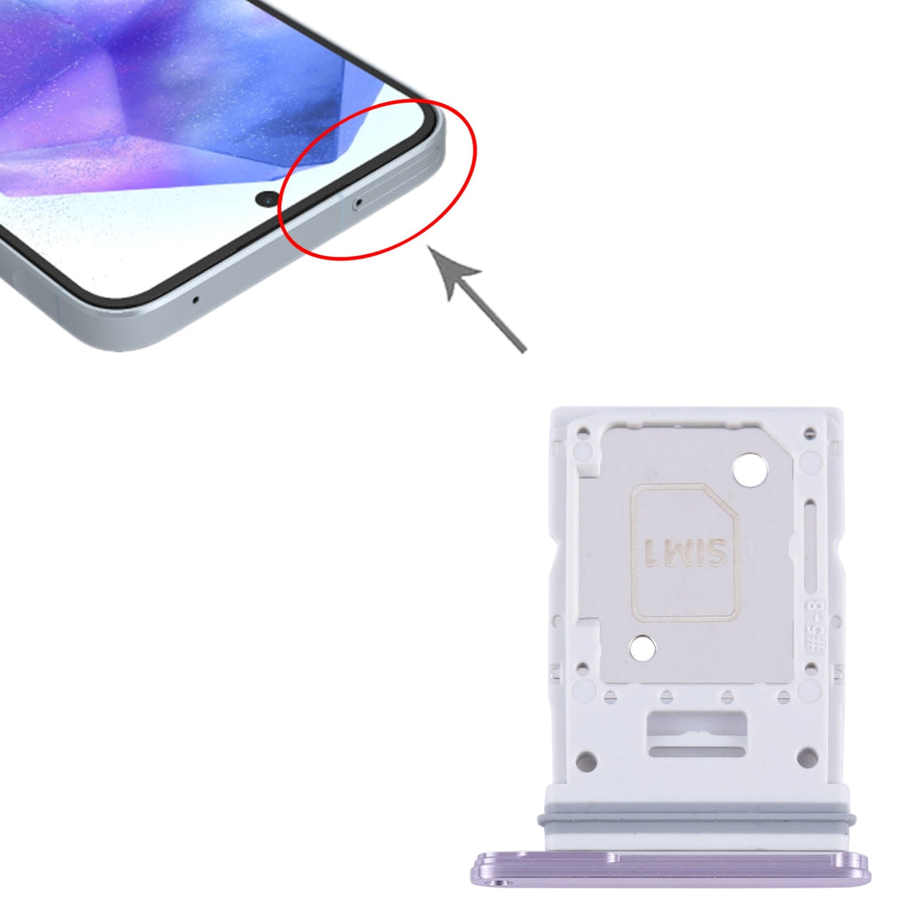 For Samsung Galaxy A55 SM-A556B Original SIM Card Tray + SIM / Micro SD Card Tray (Purple)