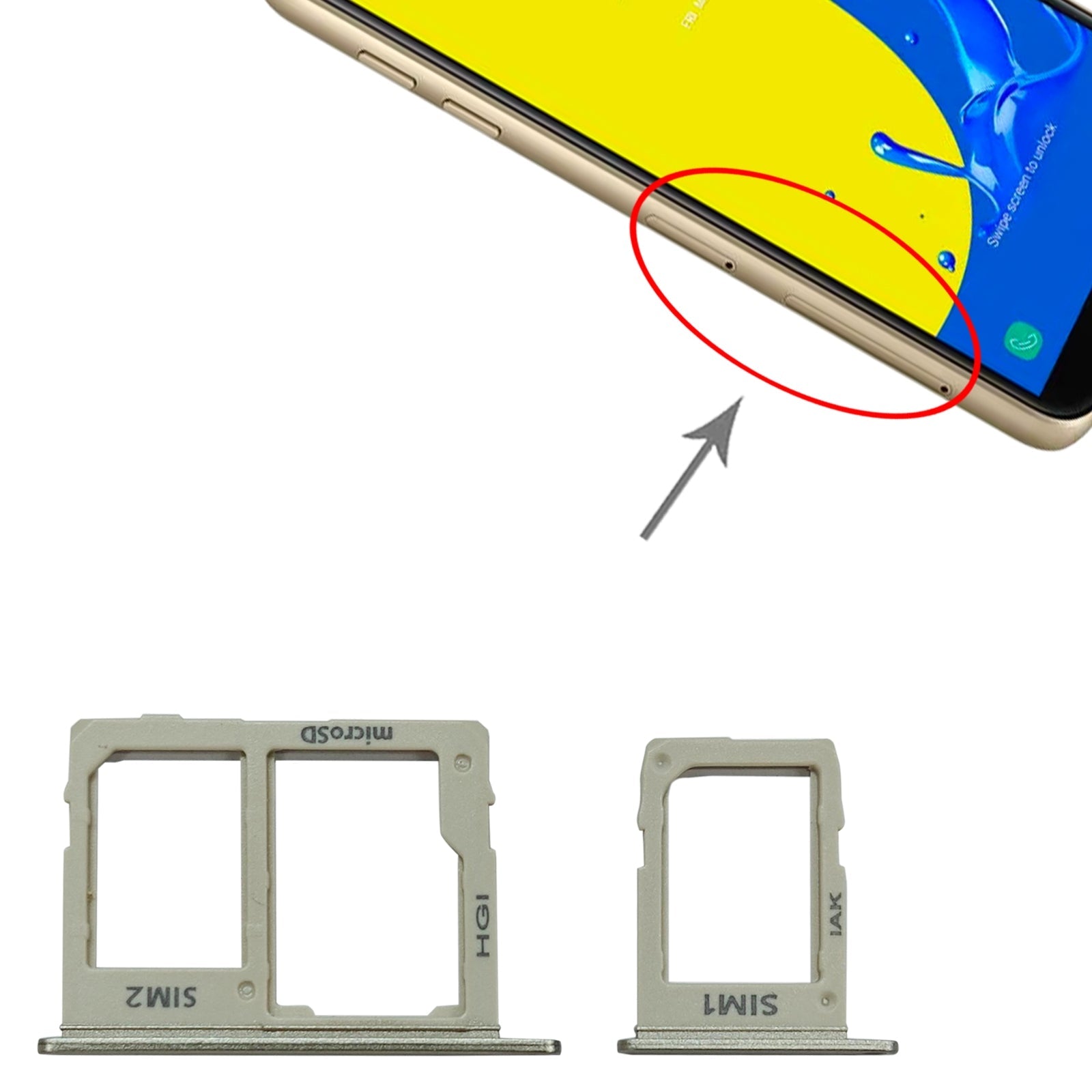 For Samsung Galaxy J4 2018 SM-J400 SIM Card Tray + SIM + Micro SD Card Tray (Gold)
