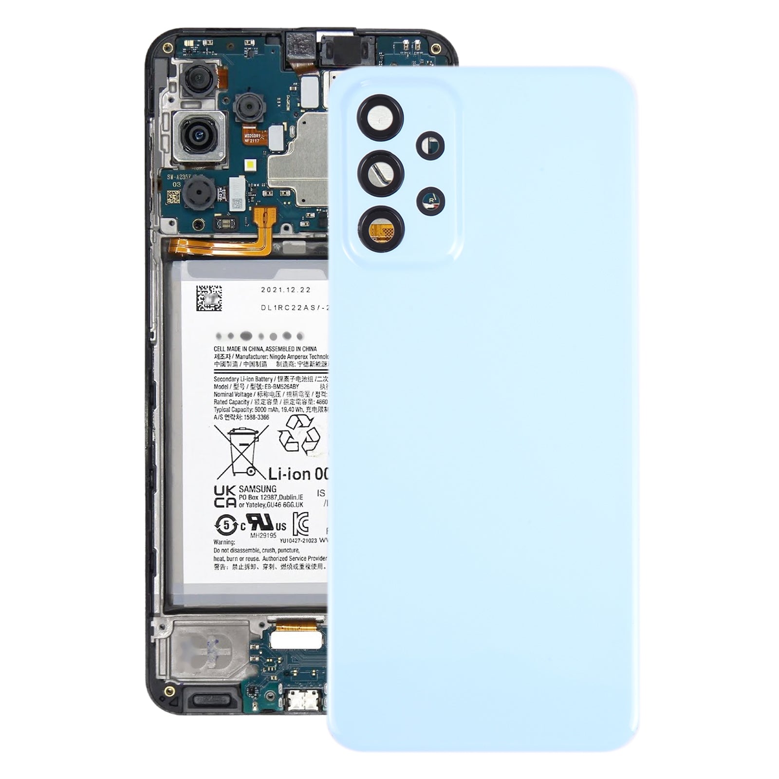 For Samsung Galaxy A23 4G SM-A235F Original Battery Back Cover with Camera Lens Frame(Blue)