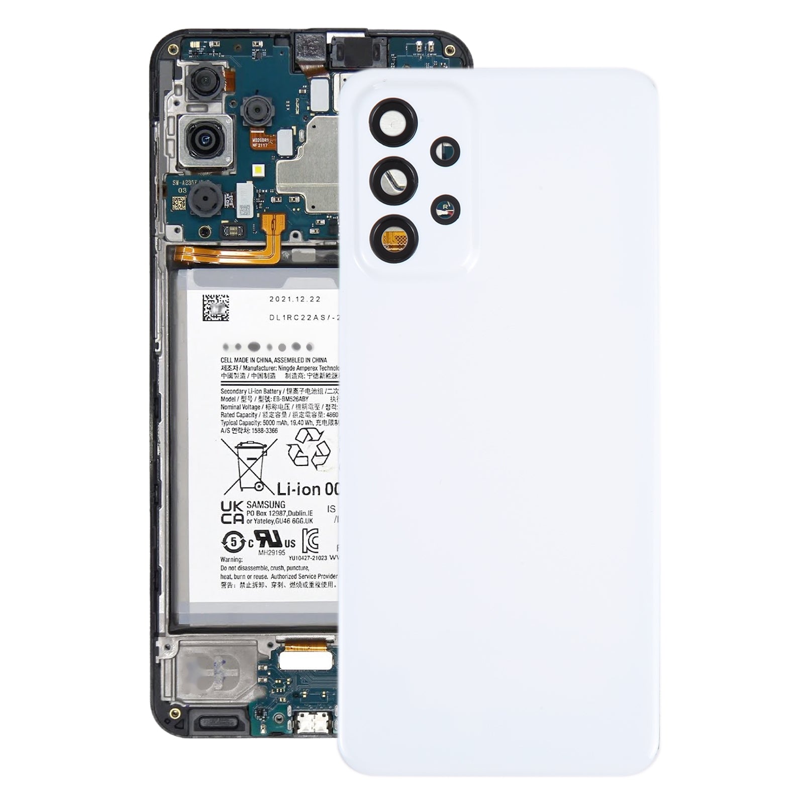 For Samsung Galaxy A23 4G SM-A235F Original Battery Back Cover with Camera Lens Frame(White)