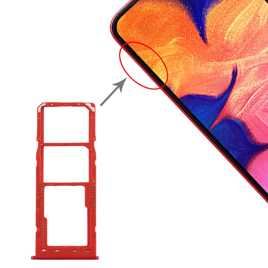 For Galaxy A10 SIM Card Tray + SIM Card Tray + Micro SD Card Tray (Red)