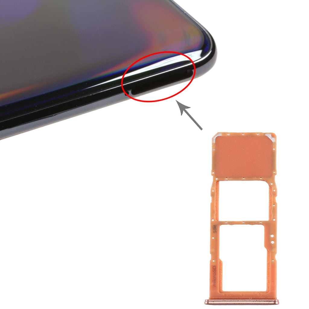 For Galaxy A70 SIM Card Tray + Micro SD Card Tray (Orange)