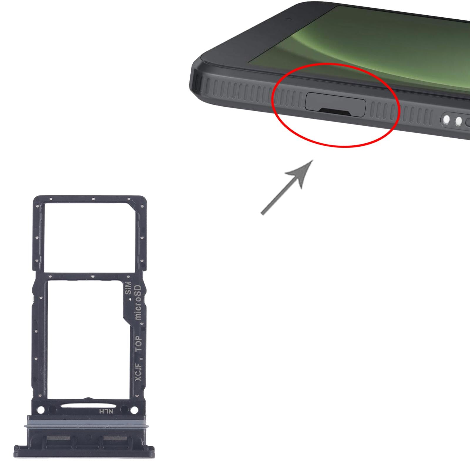 For Samsung Galaxy Tab Active5 5G SM-X306 Original SIM Card Tray + Micro SD Card Tray (Black)