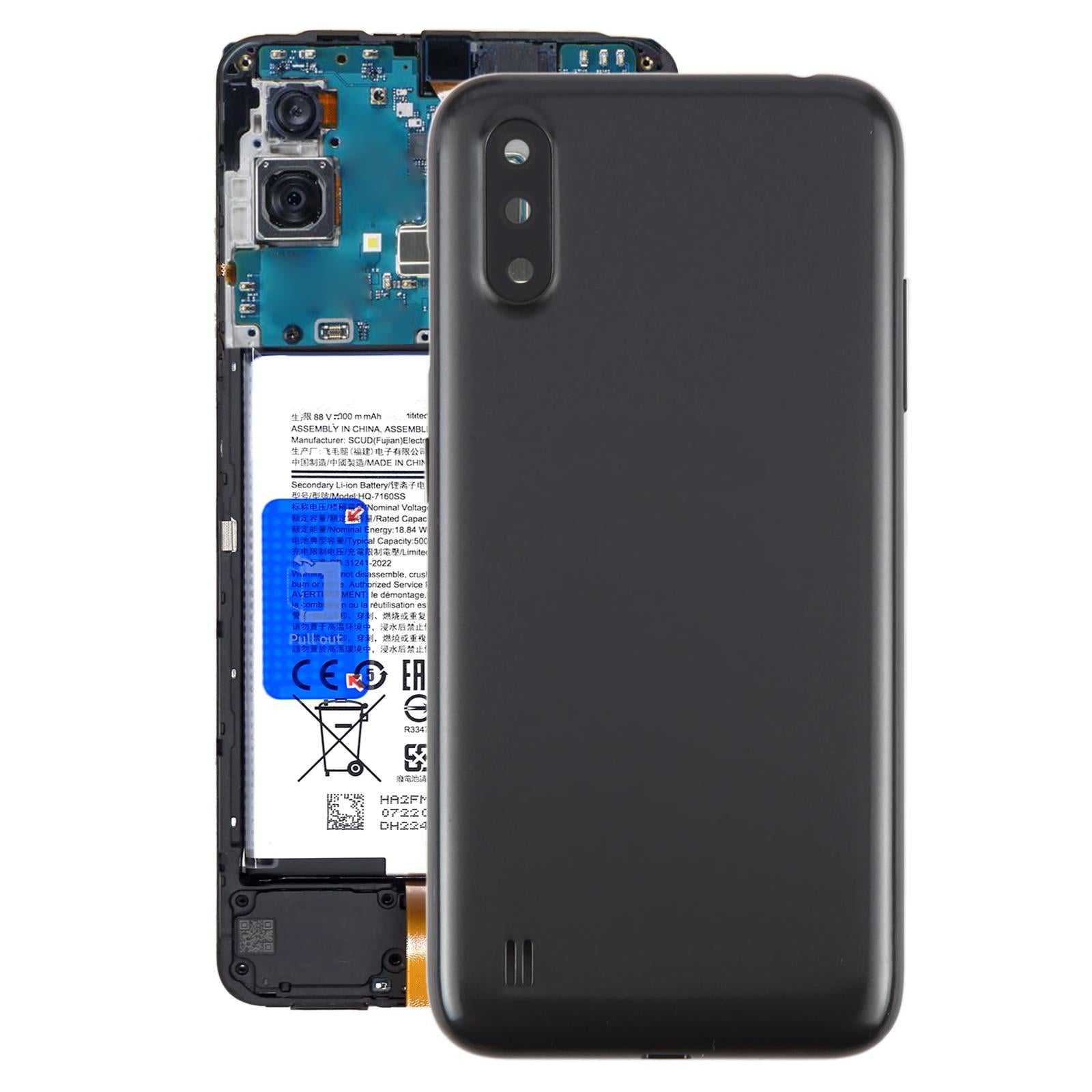 For Samsung Galaxy A01 SM-A015F Battery Back Cover with Camera Lens Frame(Gray)