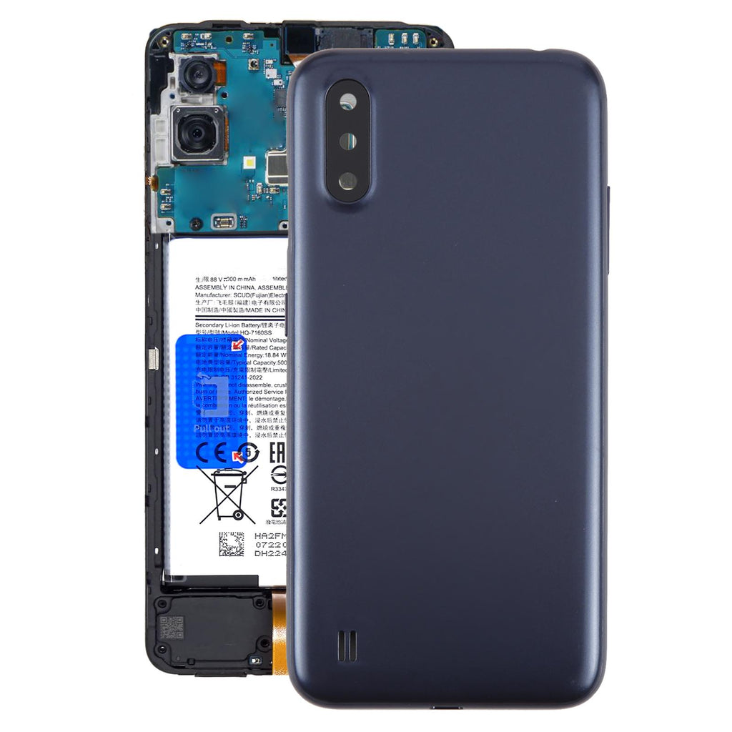 For Samsung Galaxy A01 SM-A015F Battery Back Cover with Camera Lens Frame(Blue)