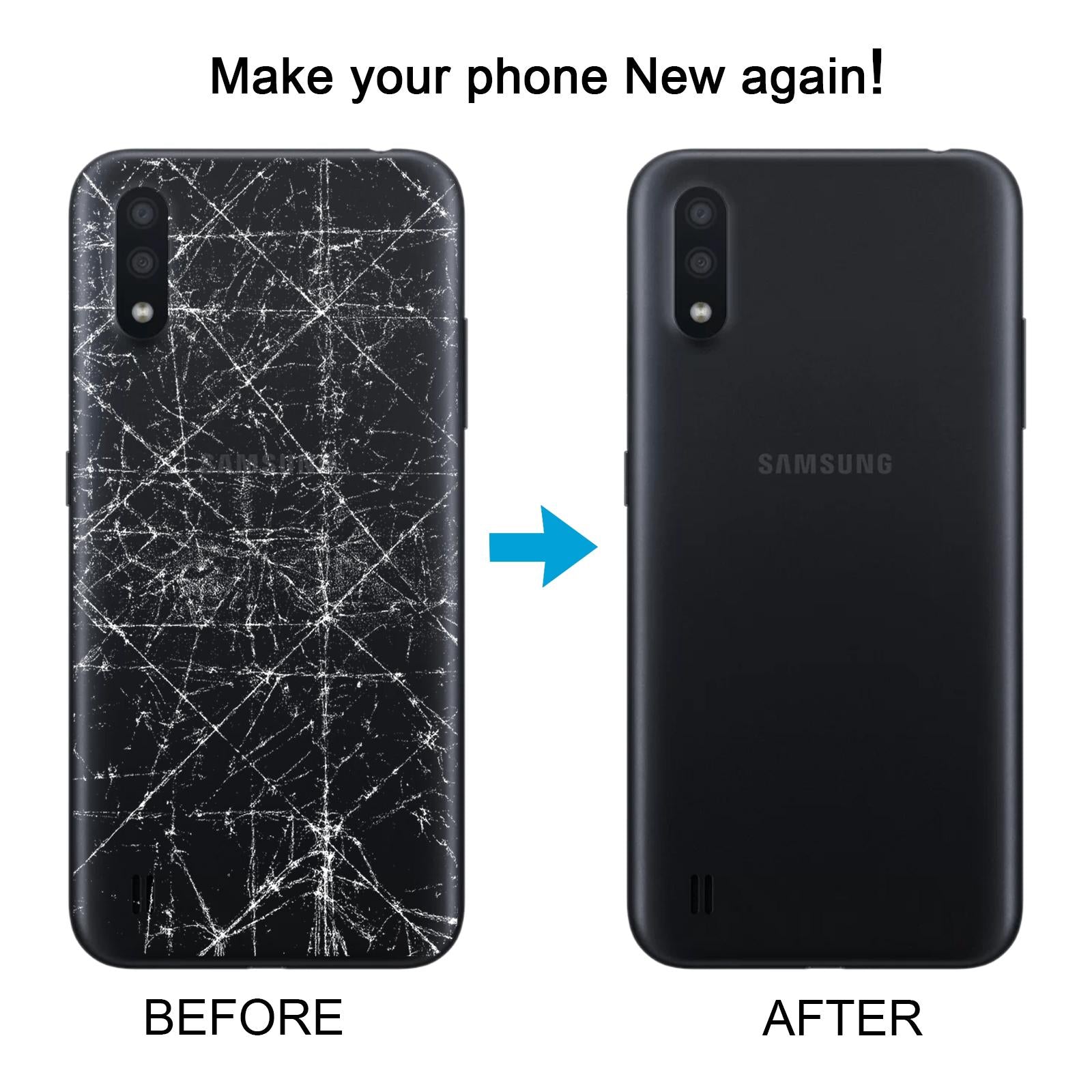 For Samsung Galaxy A01 SM-A015F Battery Back Cover with Camera Lens Frame(Gray)