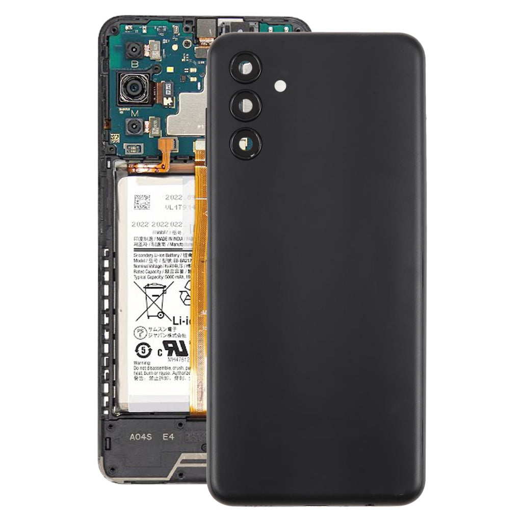 For Samsung Galaxy A04s SM-A047F Battery Back Cover with Camera Lens Frame(Black)