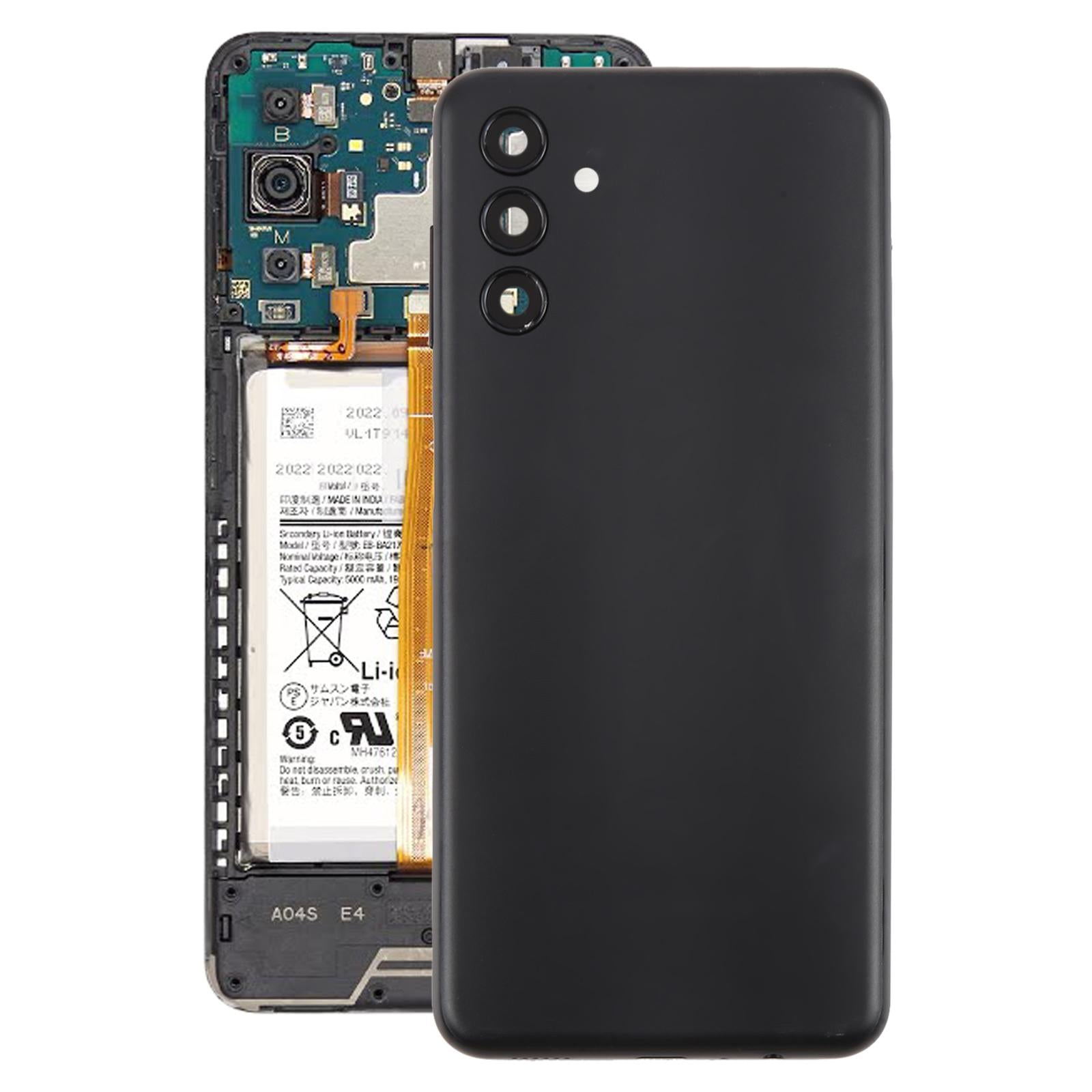 For Samsung Galaxy A04s SM-A047F Battery Back Cover with Camera Lens Frame(Black)