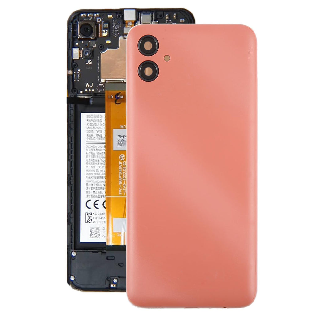 For Samsung Galaxy A04e SM-A042F Battery Back Cover with Camera Lens Frame(Pink)