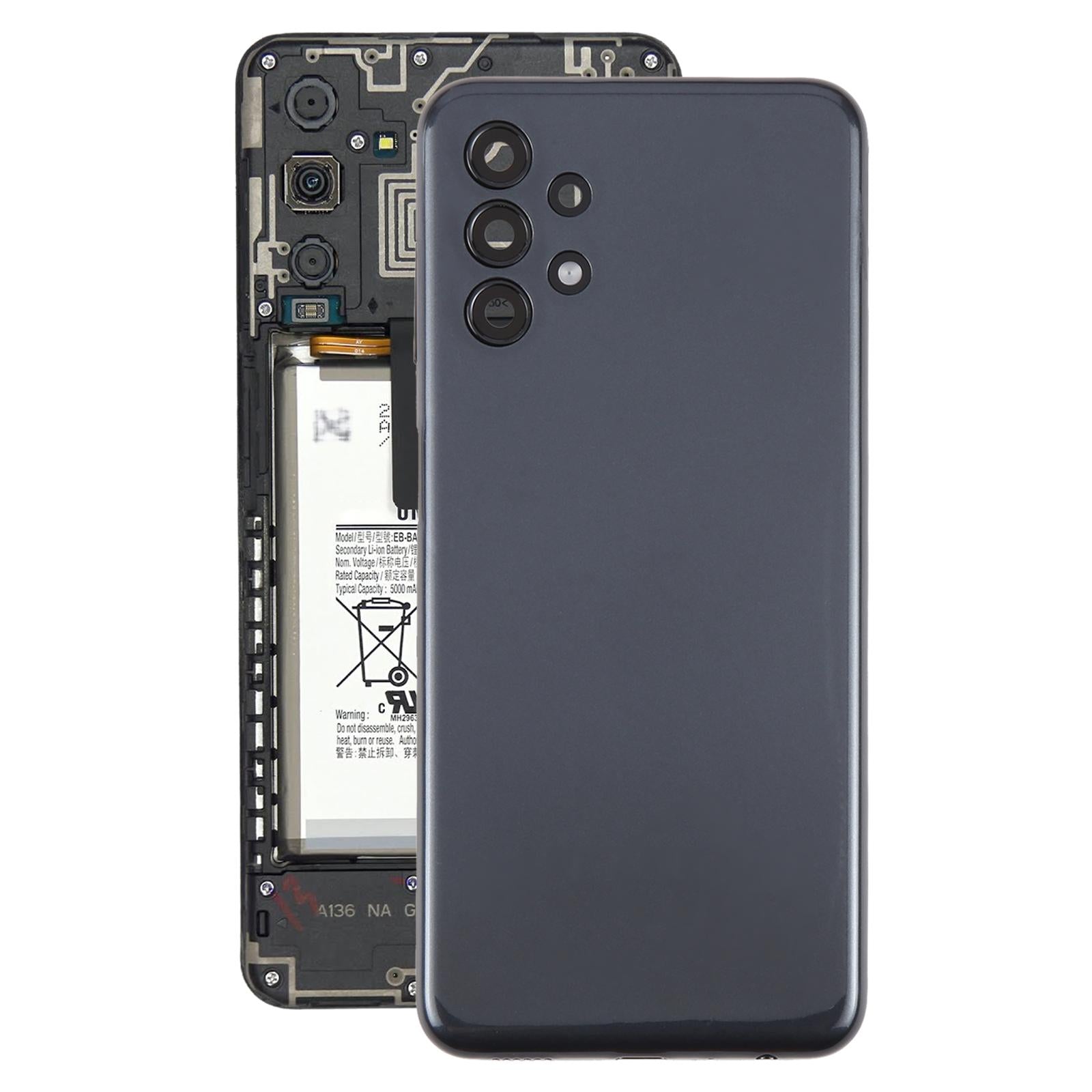 For Samsung Galaxy A13 SM-A135F Battery Back Cover with Camera Lens Frame(Black)