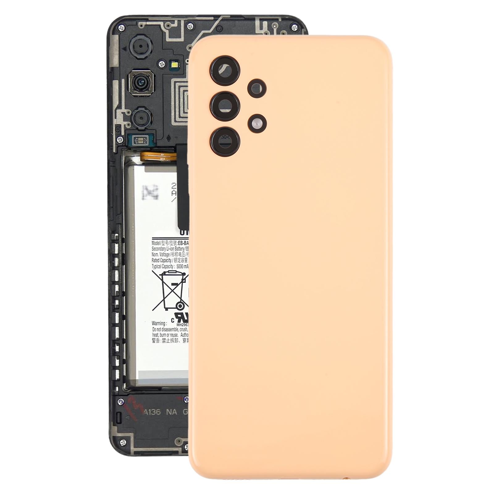 For Samsung Galaxy A13 SM-A135F Battery Back Cover with Camera Lens Frame(Orange)
