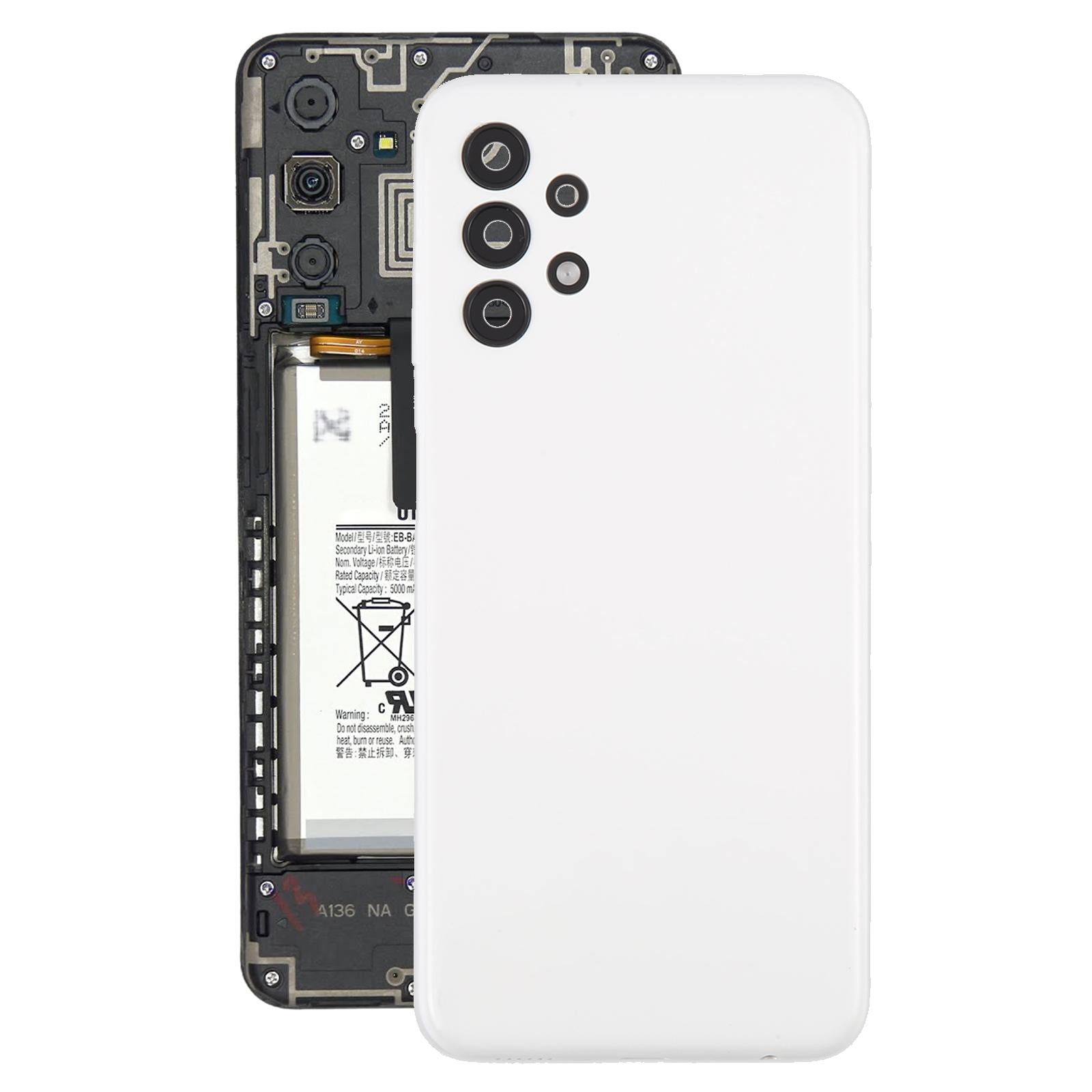 For Samsung Galaxy A13 SM-A135F Battery Back Cover with Camera Lens Frame(White)