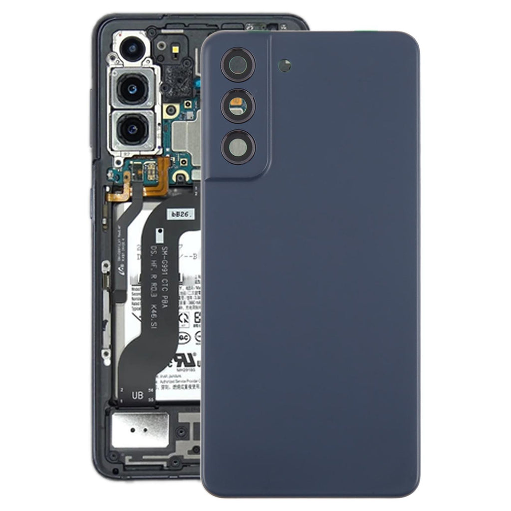For Samsung Galaxy S21 FE SM-G990B Battery Back Cover with Camera Lens Frame(Blue)