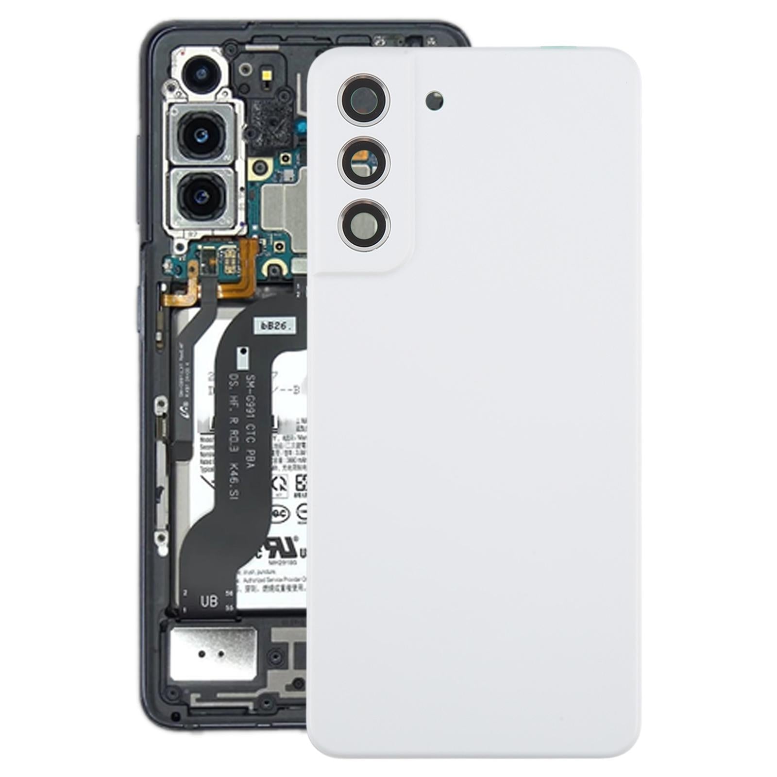 For Samsung Galaxy S21 FE SM-G990B Battery Back Cover with Camera Lens Frame(White)