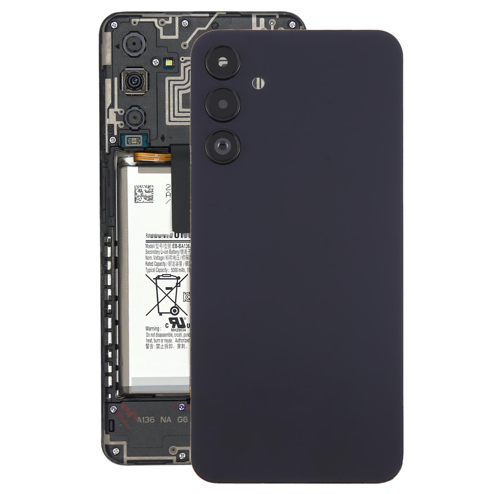 For Samsung Galaxy A15 SM-A155F Battery Back Cover with Camera Lens Frame(Black)