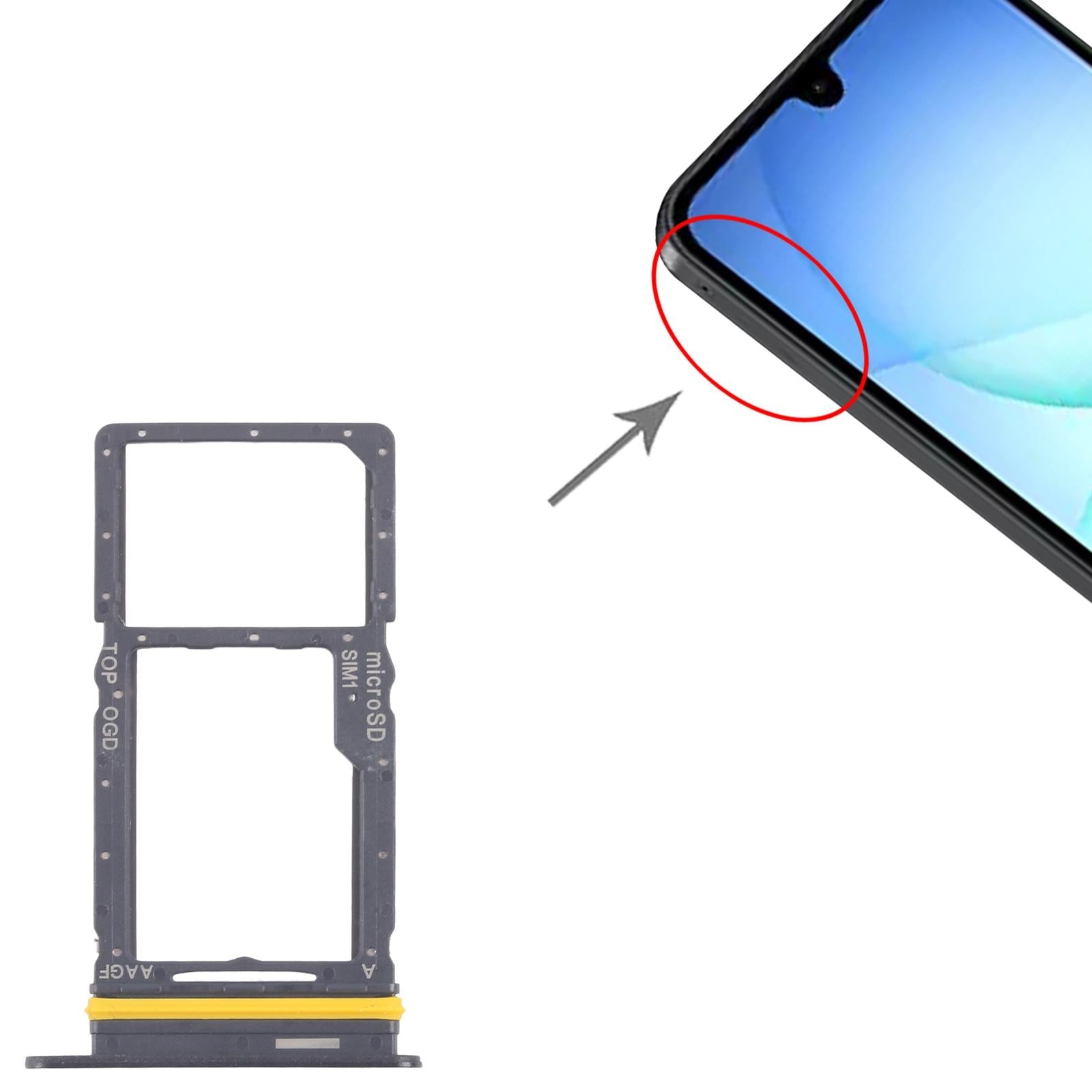 For Samsung Galaxy A17 5G SM-A176U Original SIM + Micro SD Card Tray (Black)